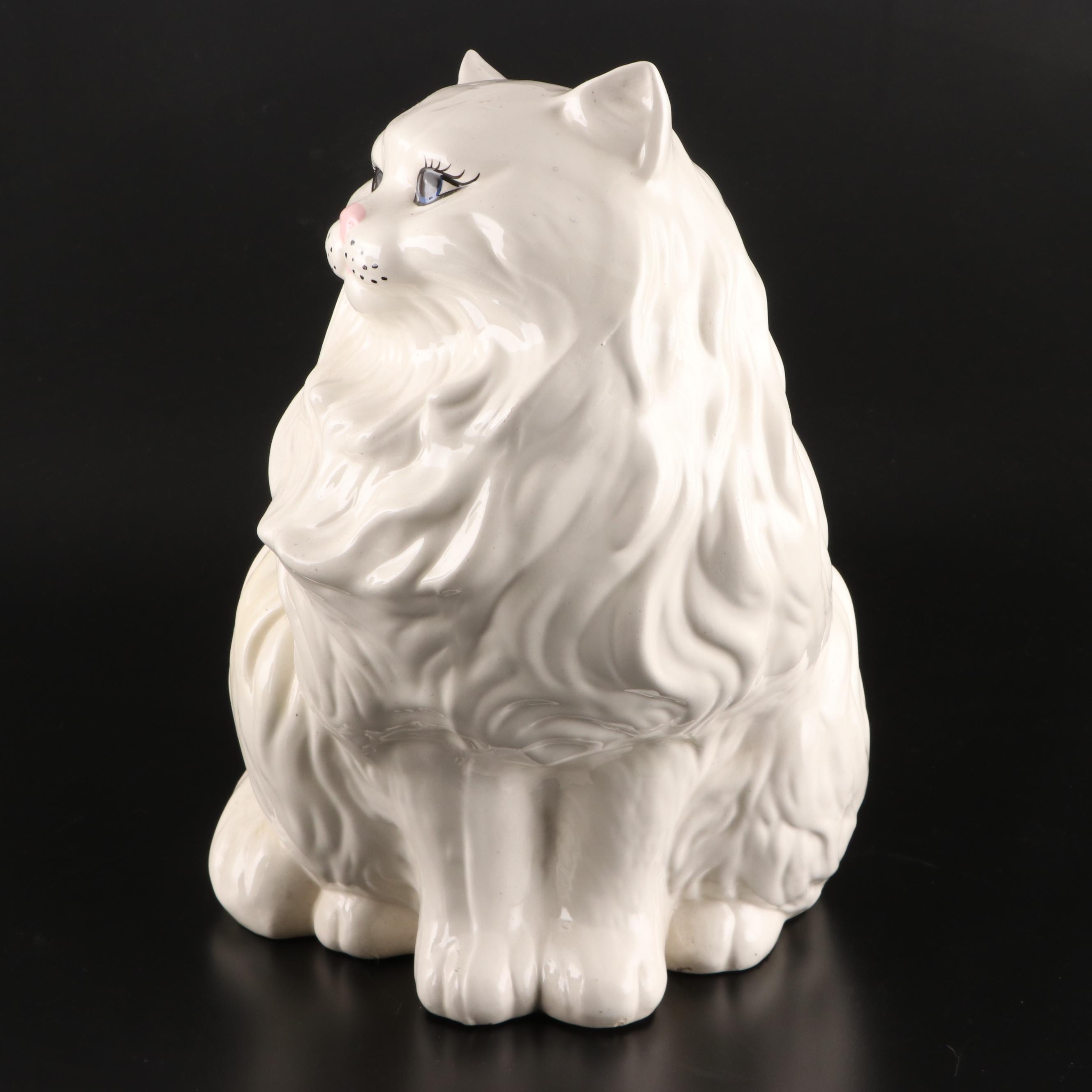 Shawnee Pottery Winking Owl Cookie Jar With Ceramic Persian Cat Planter