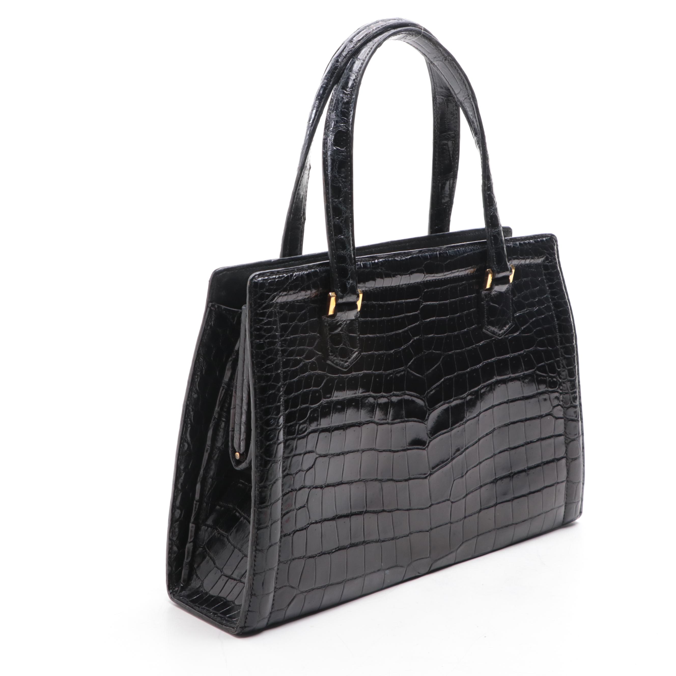 Hermès Pullman Handbag in Noir Lisse Crocodile Porosus, circa 1960