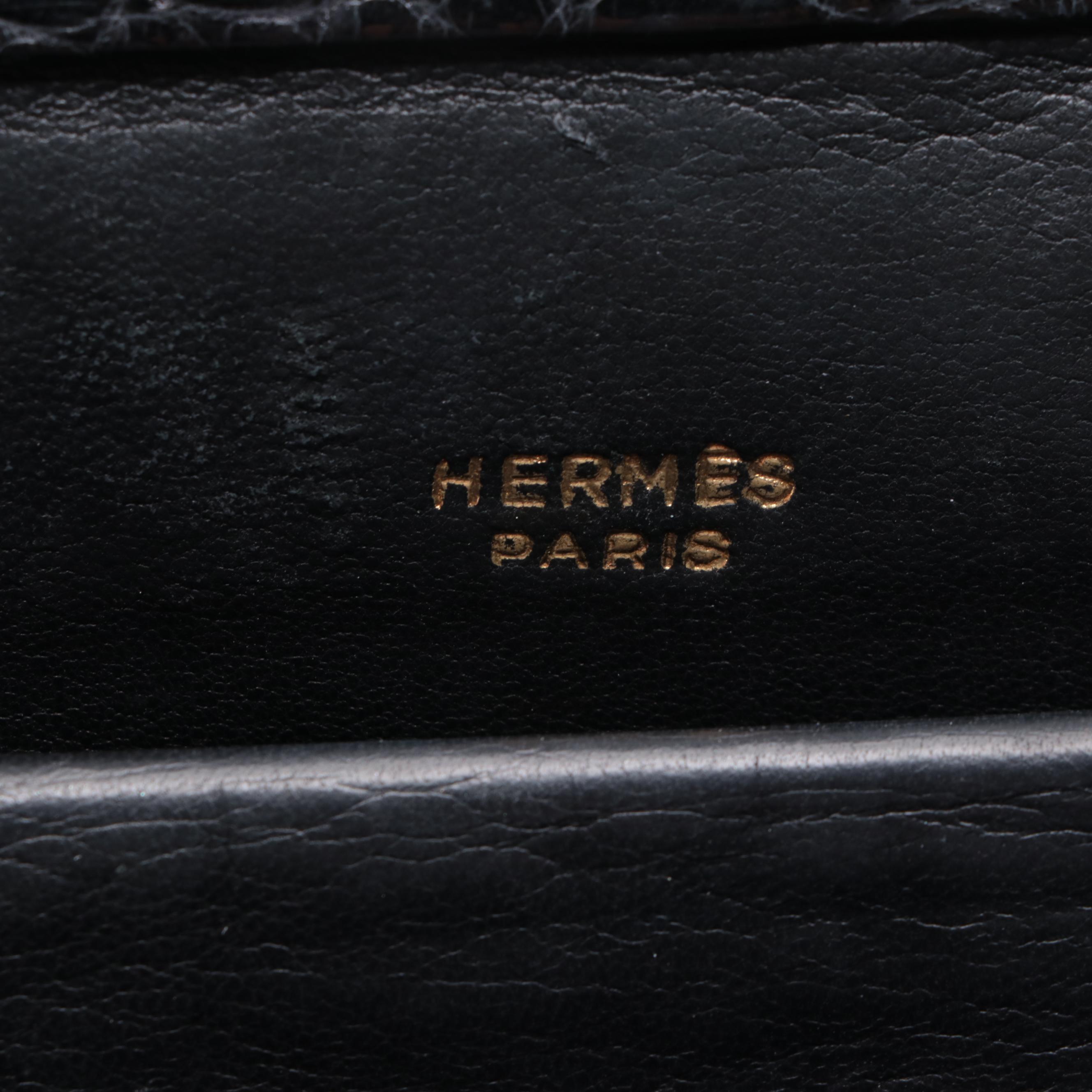 Hermès Pullman Handbag in Noir Lisse Crocodile Porosus, circa 1960