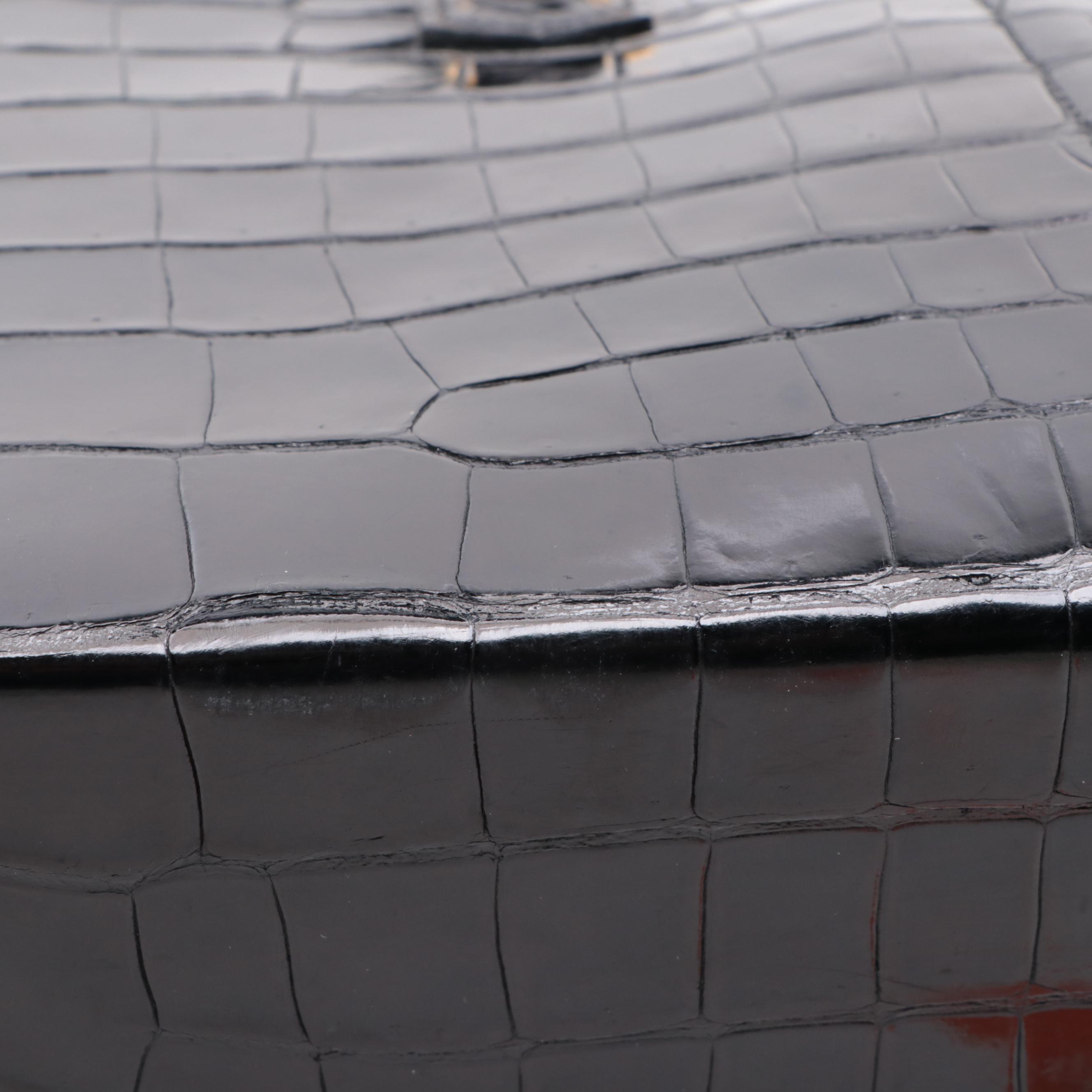 Hermès Pullman Handbag in Noir Lisse Crocodile Porosus, circa 1960