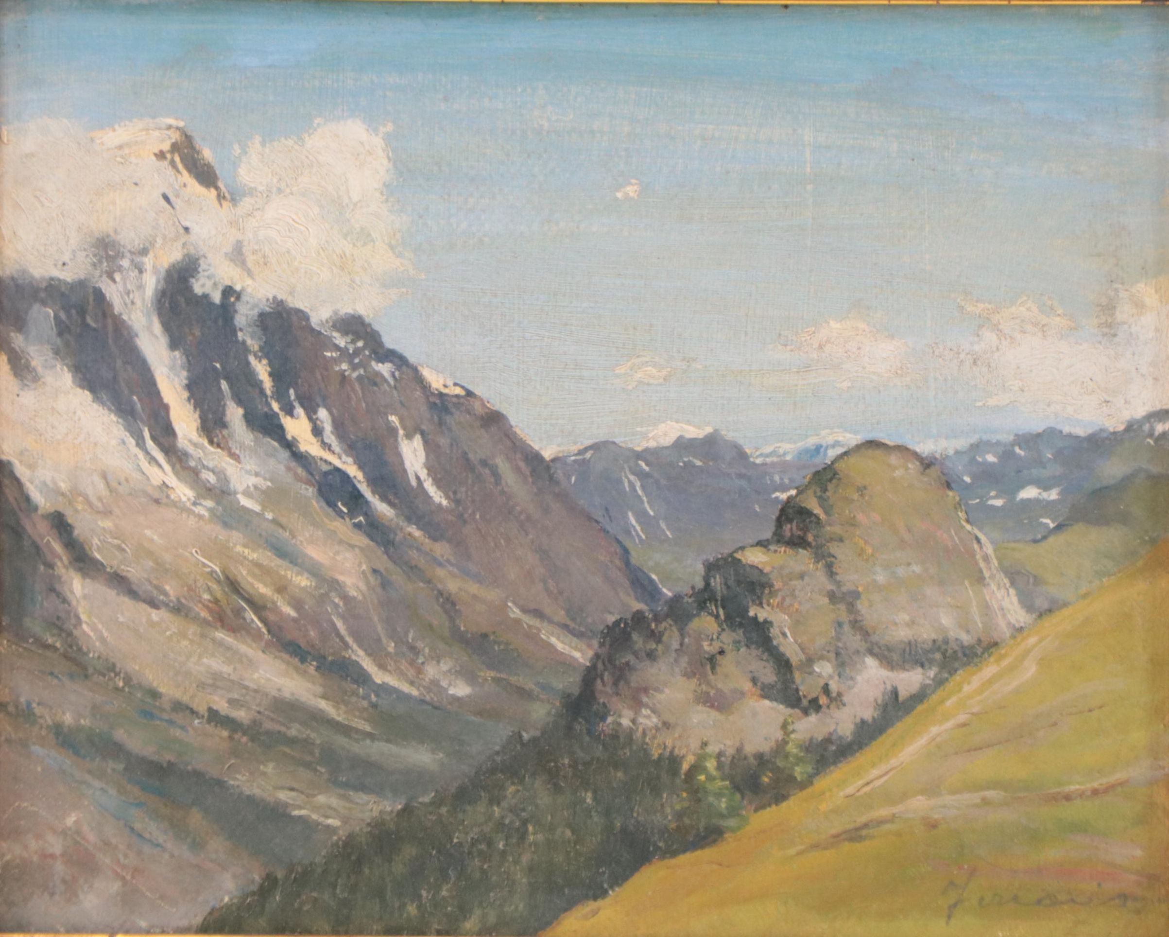 Oil Painting of Alpine Landscape, 1937