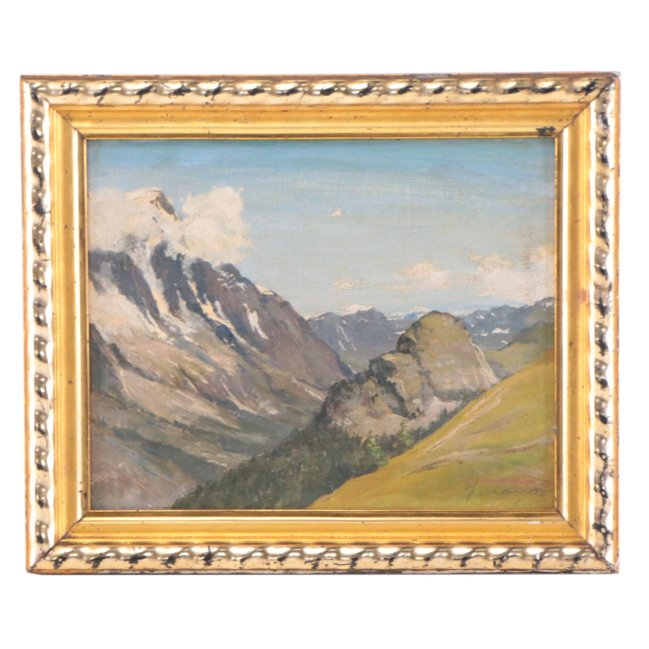 Oil Painting of Alpine Landscape, 1937