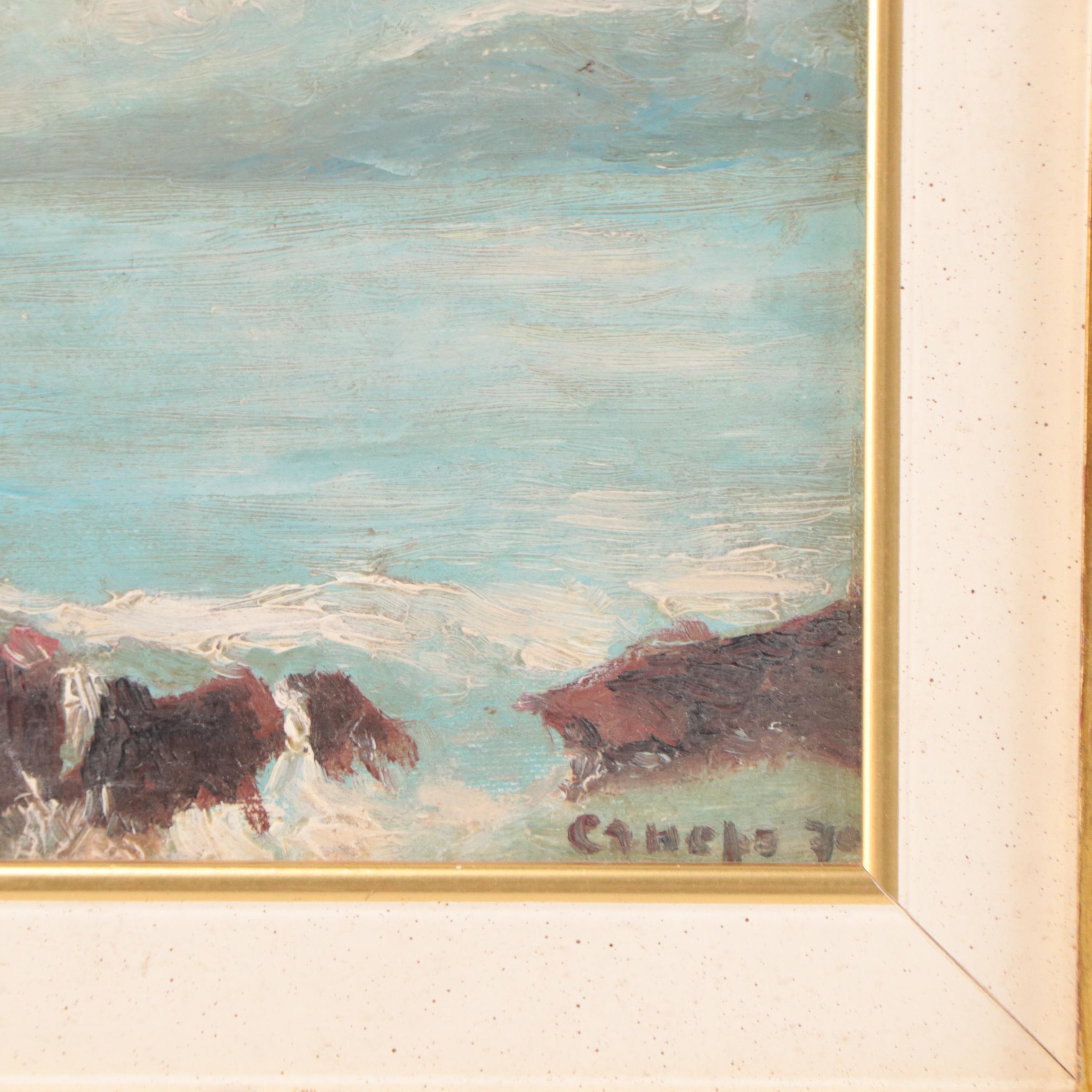 Oil Painting of Rocky Seascape