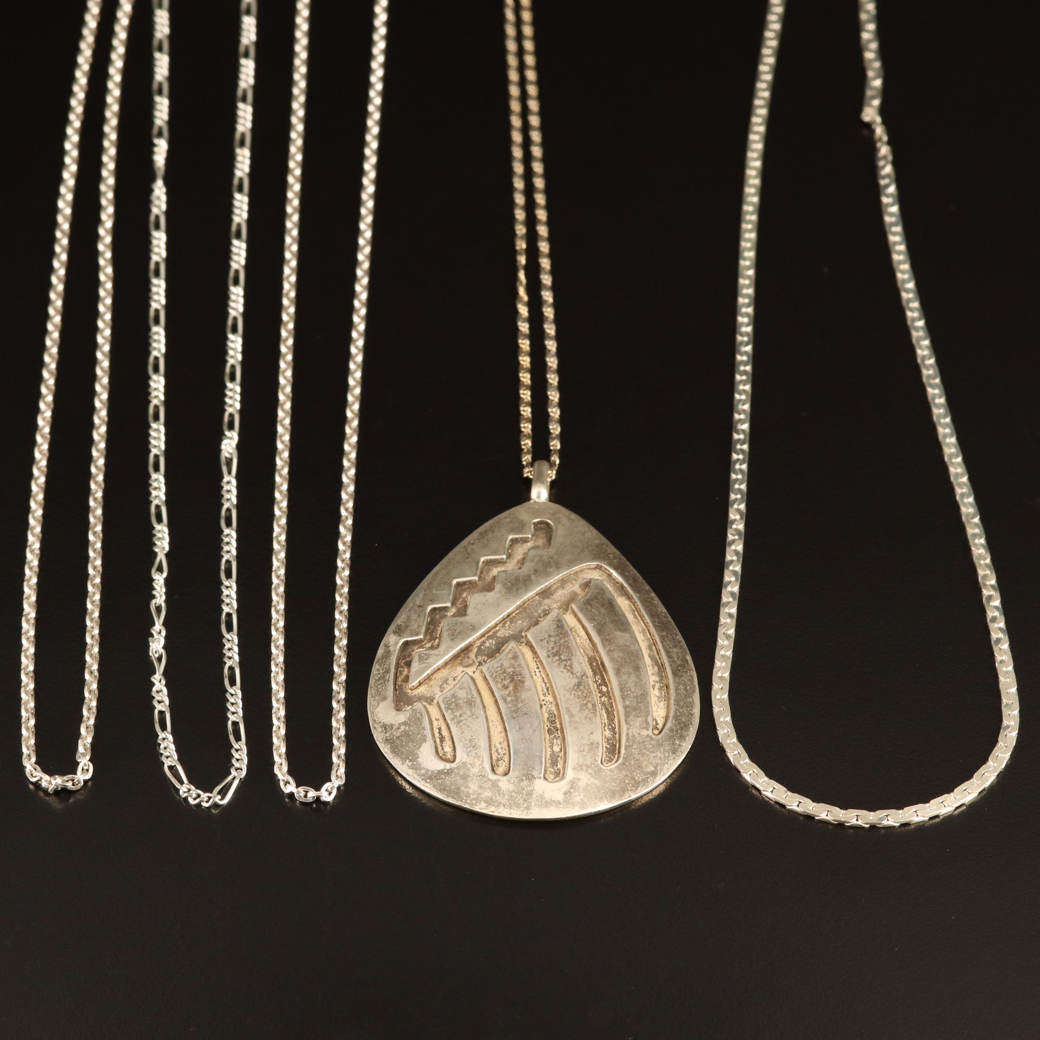 Mexican Hinged Inlay Bangle, Sterling and Overlay Pendant Featured in Jewelry