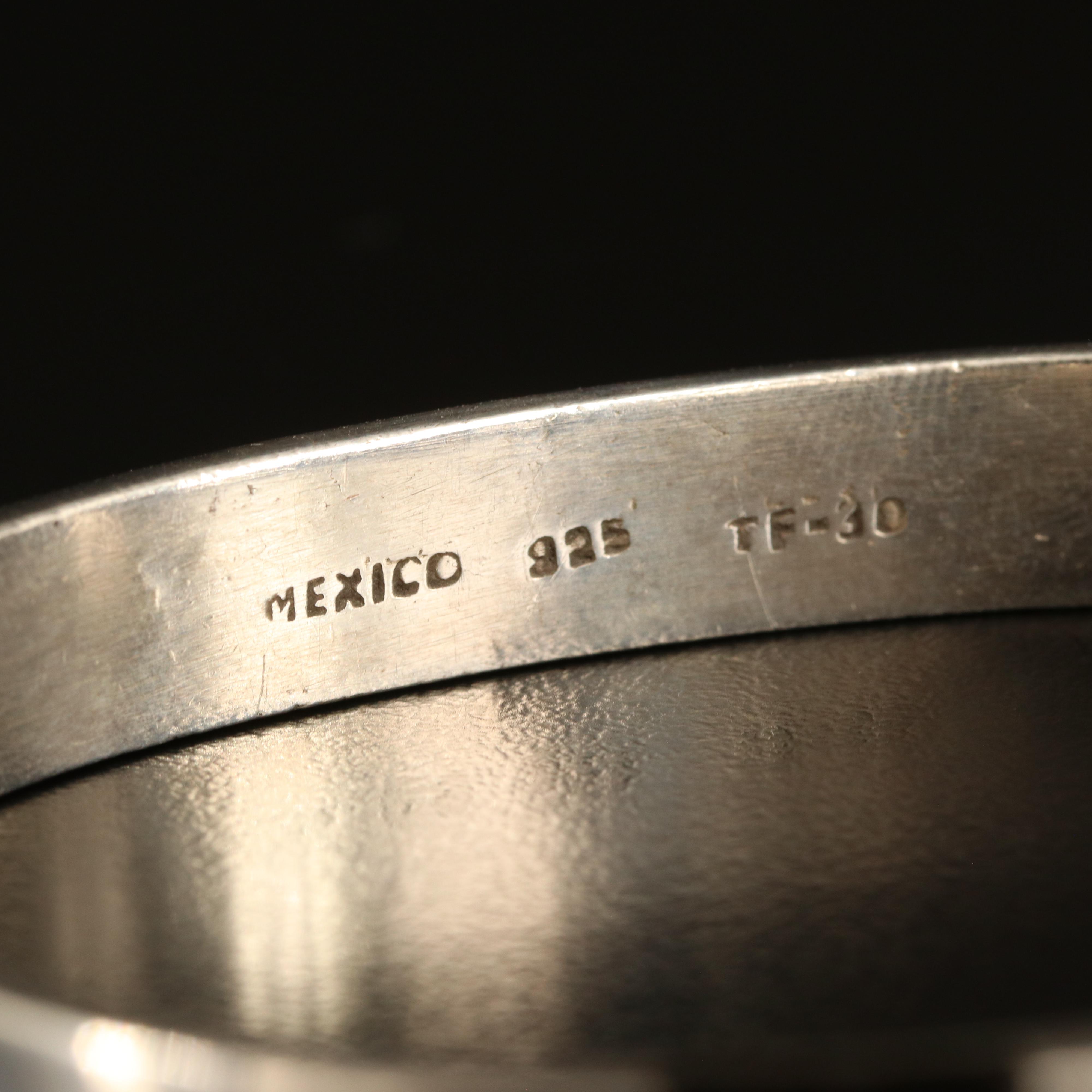 Mexican Hinged Inlay Bangle, Sterling and Overlay Pendant Featured in Jewelry