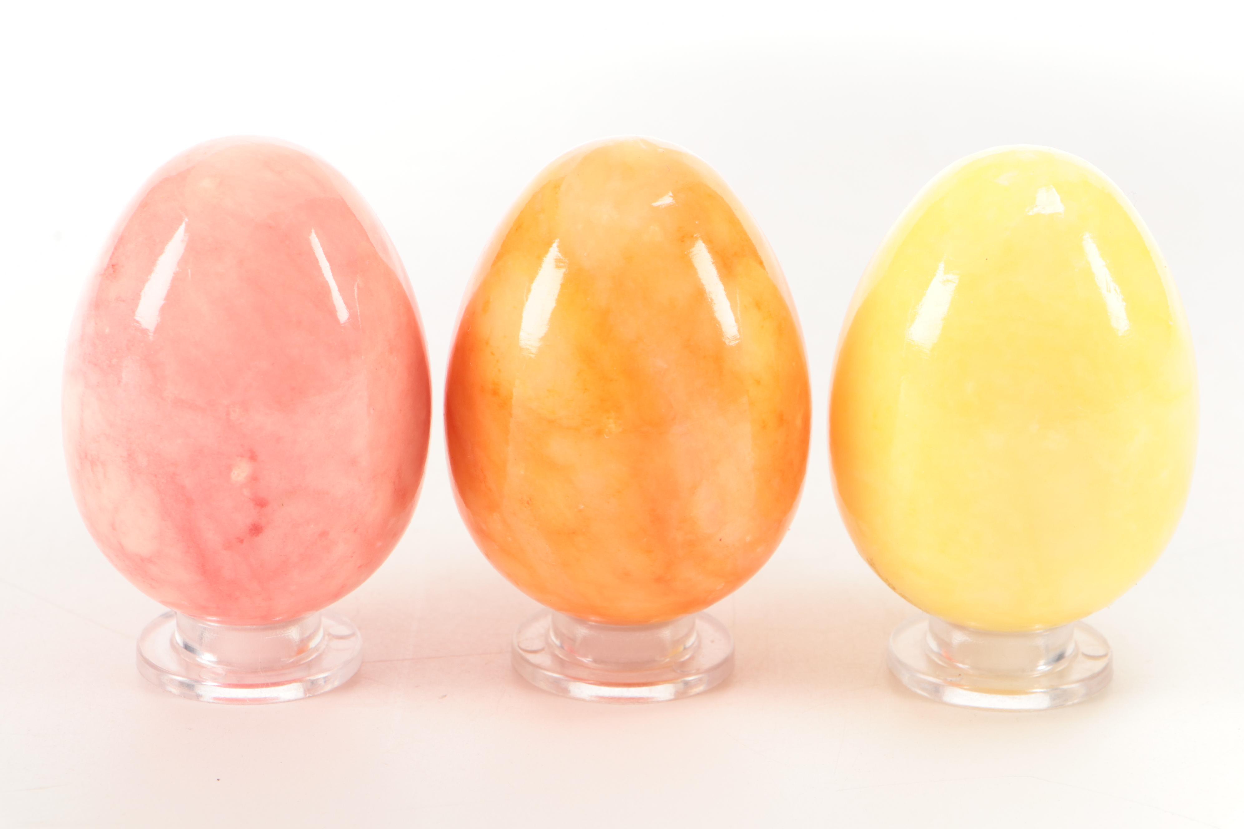 Multicolored Ceramic Easter Egg Figurines with Egg Carton