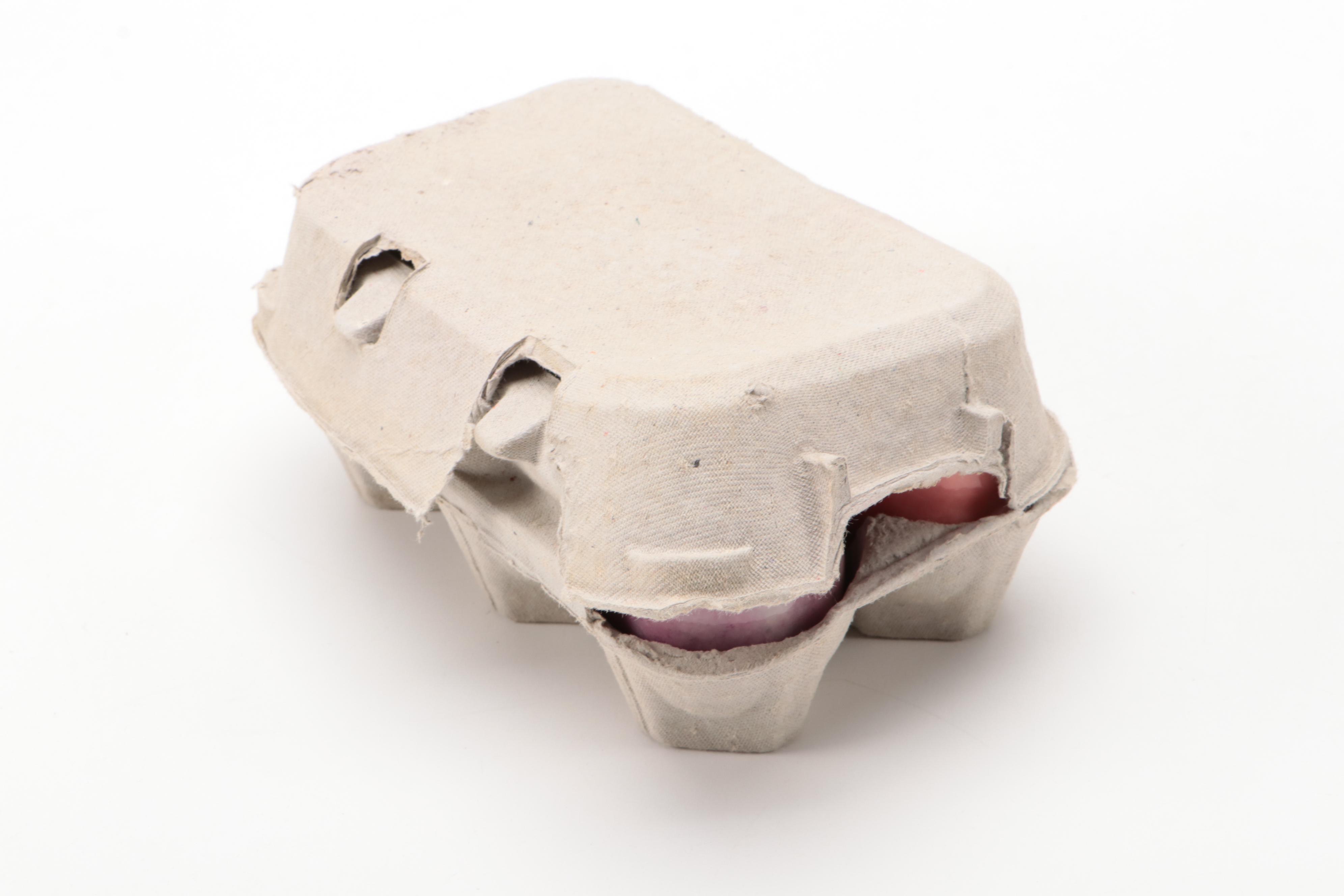 Multicolored Ceramic Easter Egg Figurines with Egg Carton