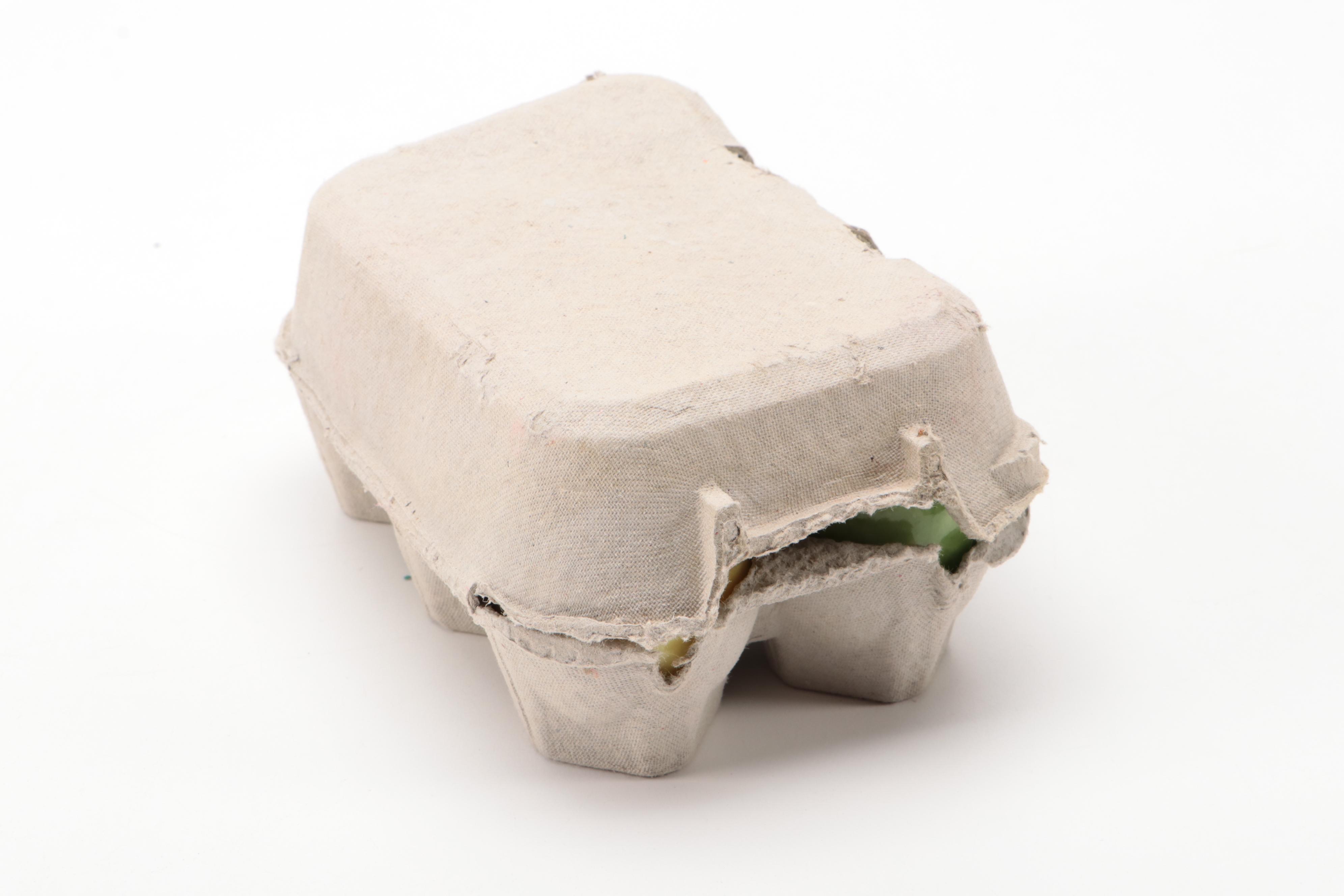 Multicolored Ceramic Easter Egg Figurines with Egg Carton