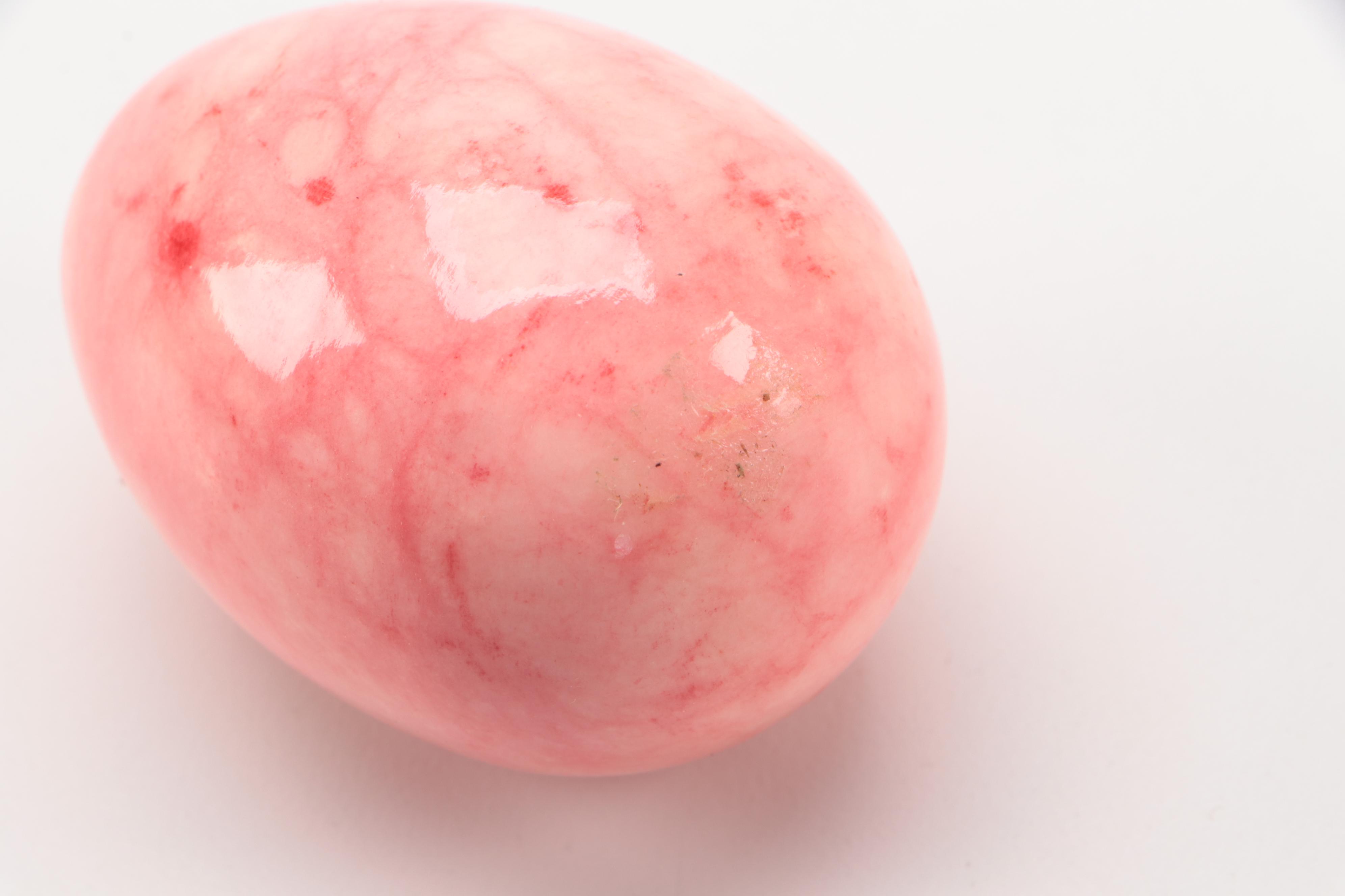 Multicolored Ceramic Easter Egg Figurines with Egg Carton