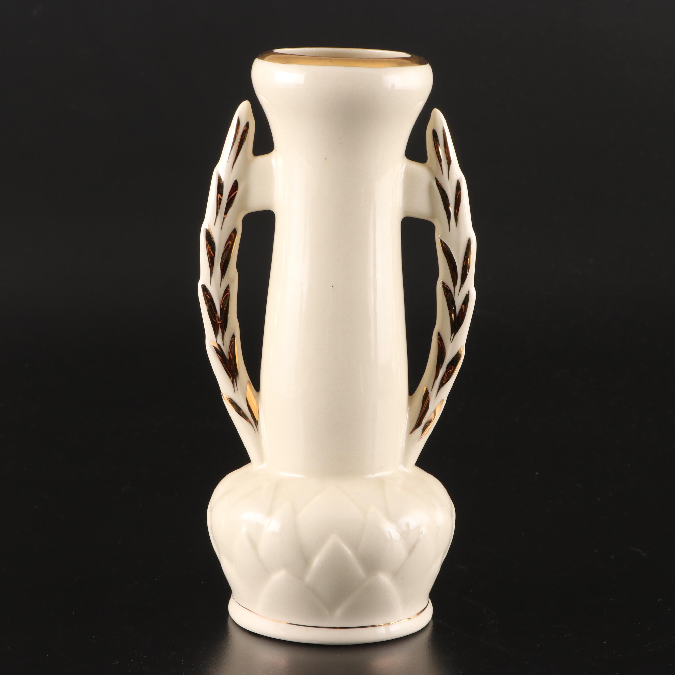 George and Martha Washington Transferware Handled Vases