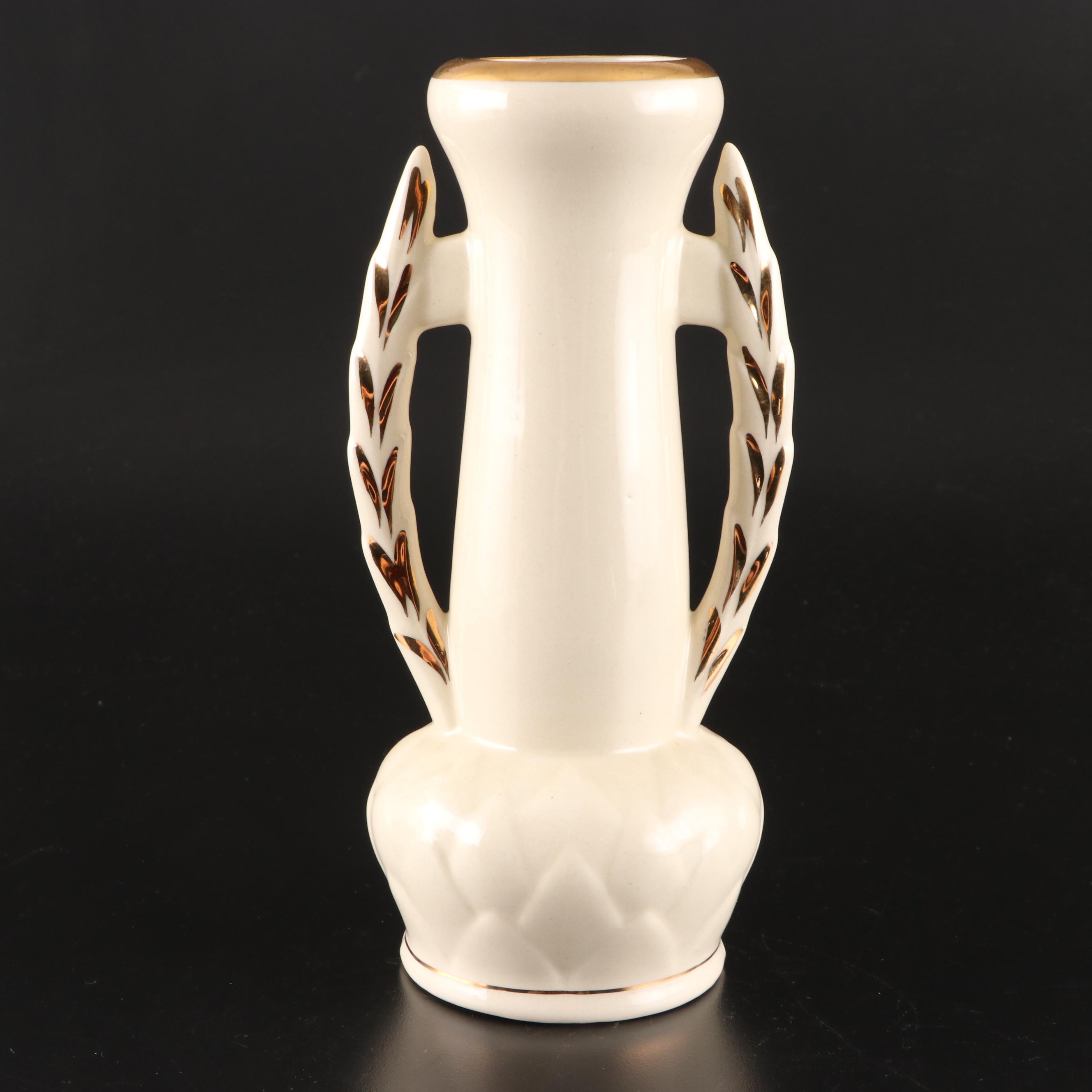 George and Martha Washington Transferware Handled Vases