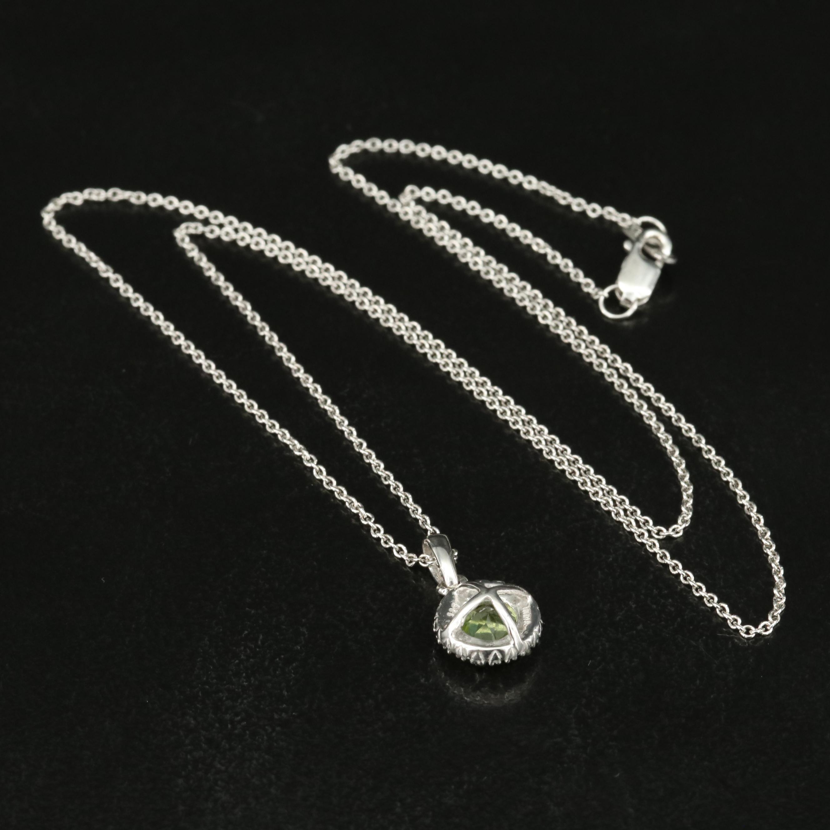 Sterling Peridot and White Sapphire Pendant Necklace