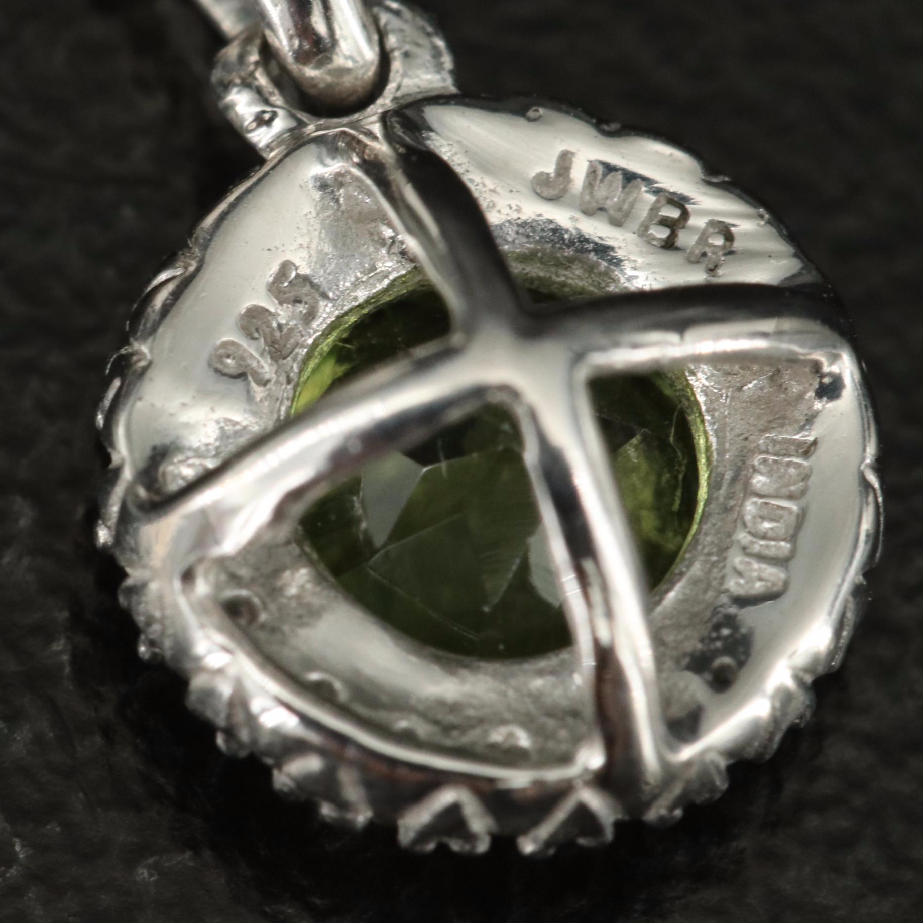 Sterling Peridot and White Sapphire Pendant Necklace