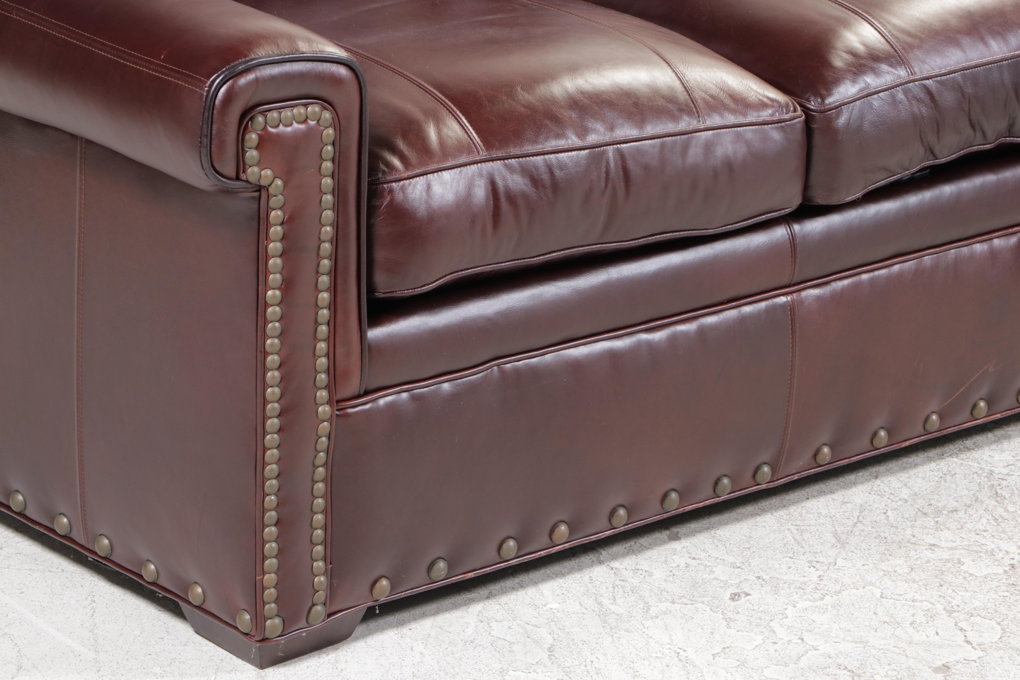 Drexel-Heritage Leather Upholstered Sofa with Chaise Longue