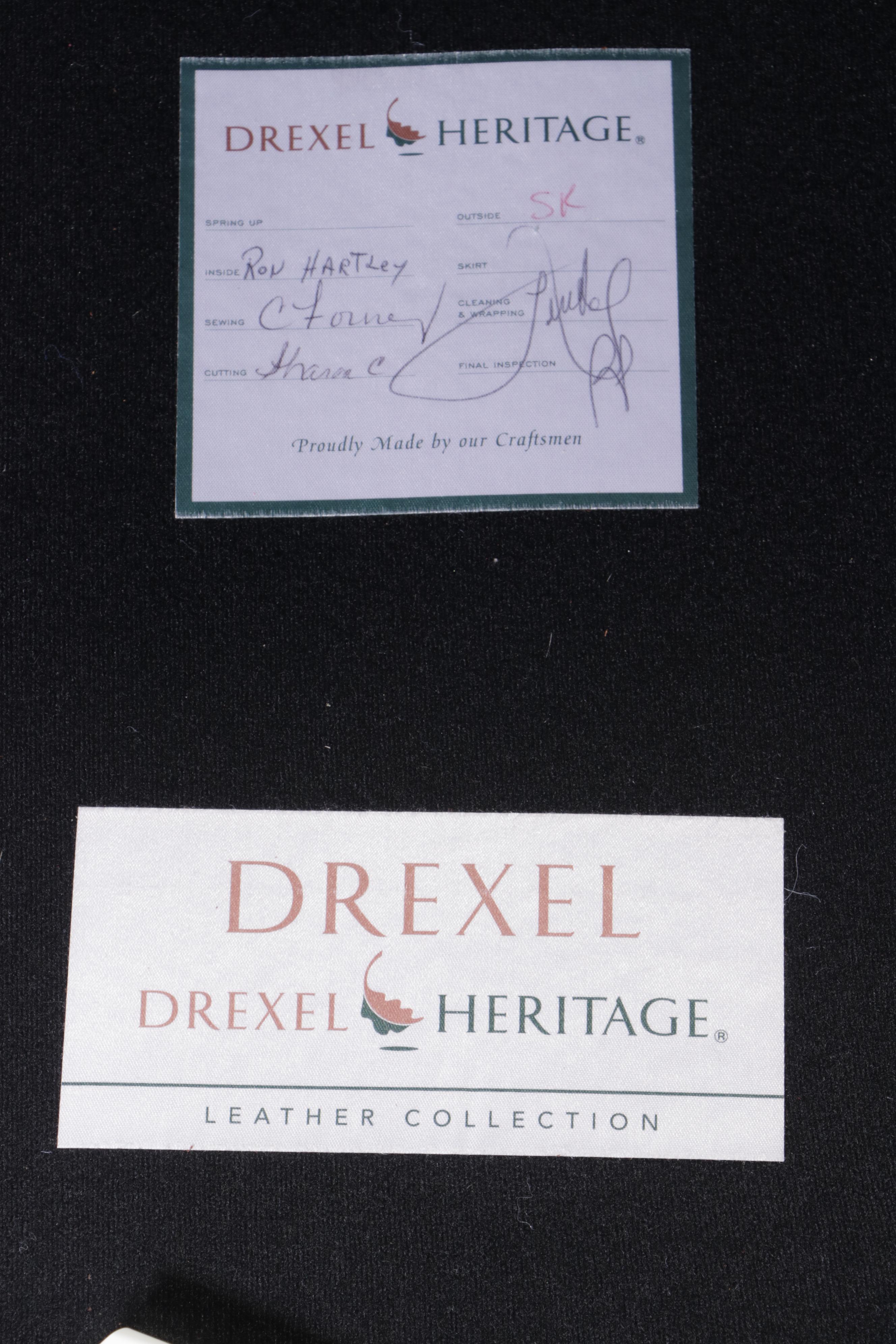 Drexel-Heritage Leather Upholstered Sofa with Chaise Longue