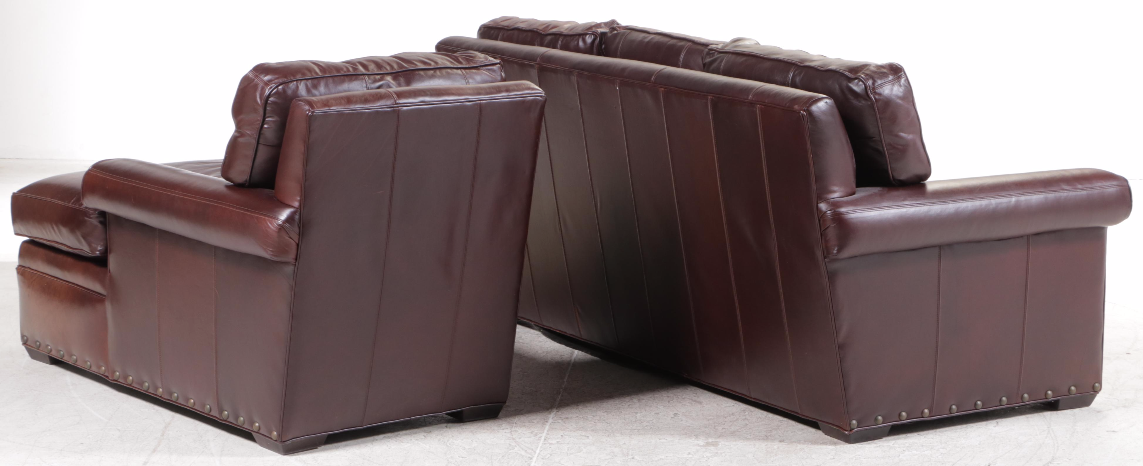 Drexel-Heritage Leather Upholstered Sofa with Chaise Longue