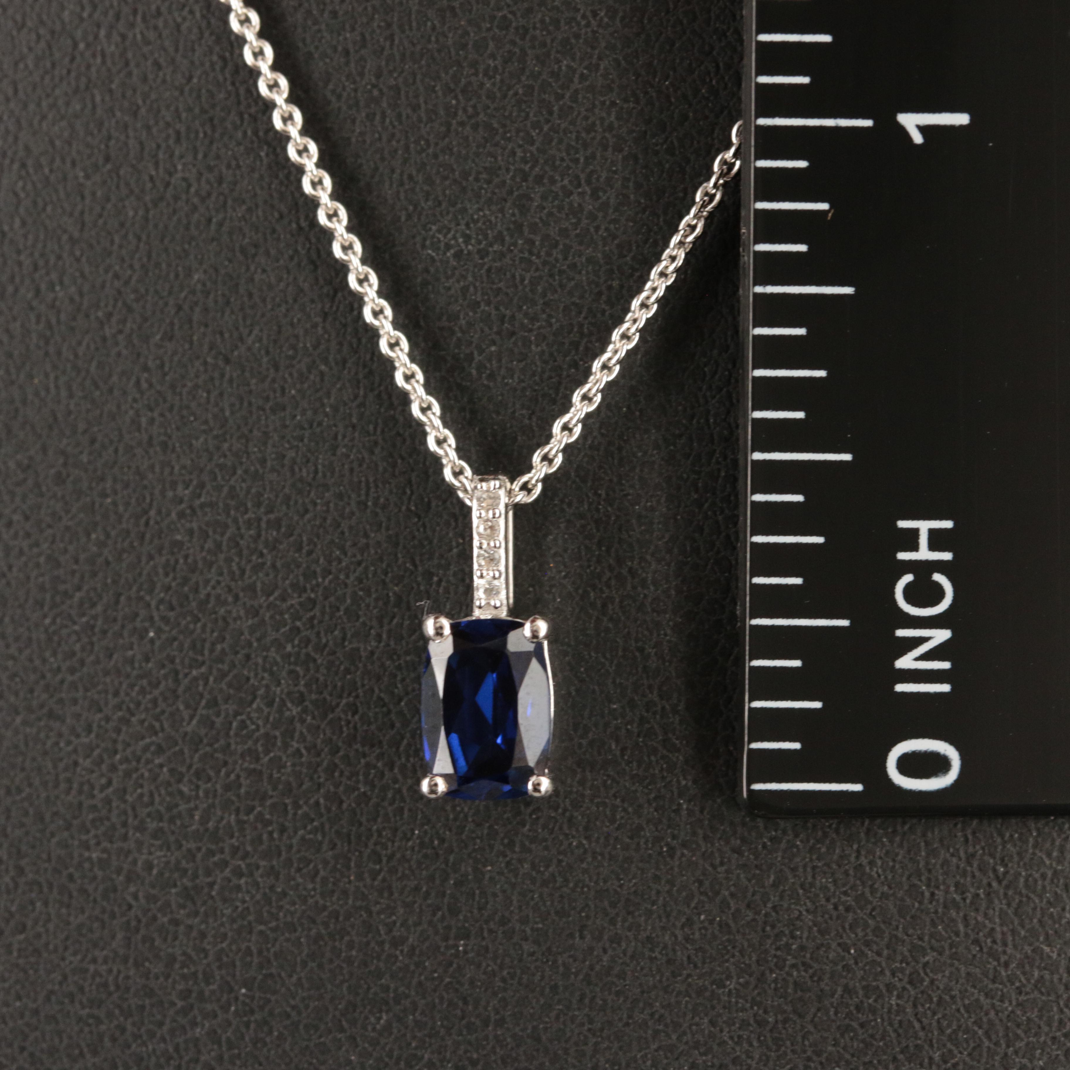 Sterling Sapphire and White Sapphire Pendant Necklace