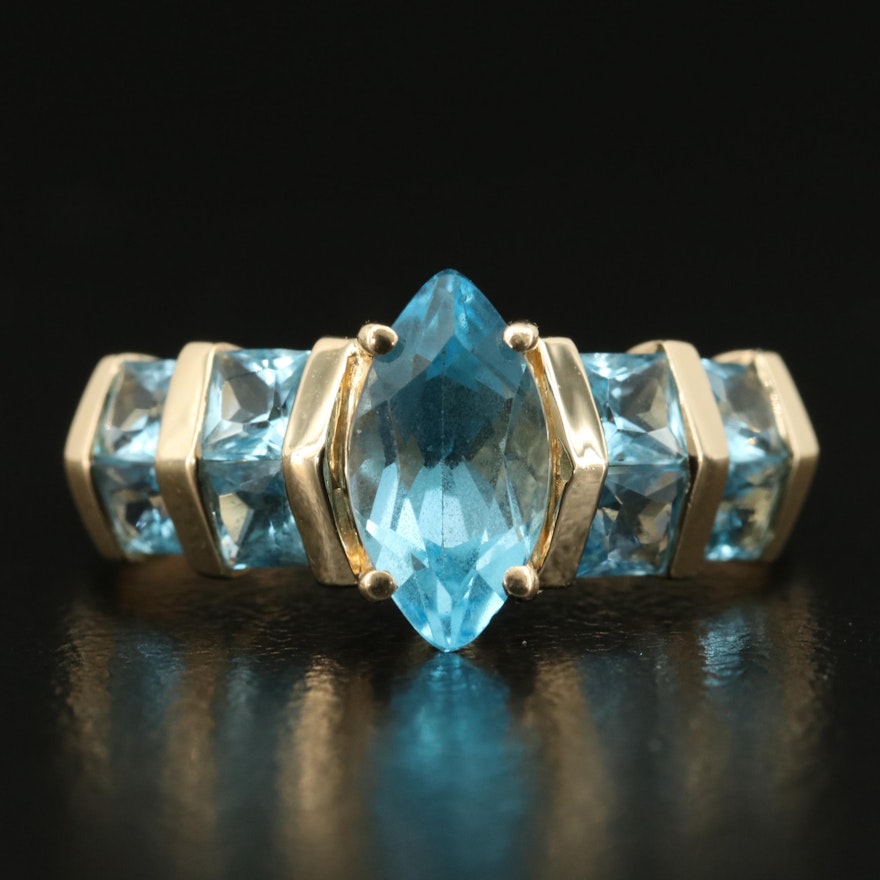 14K Sky Blue Topaz Ring