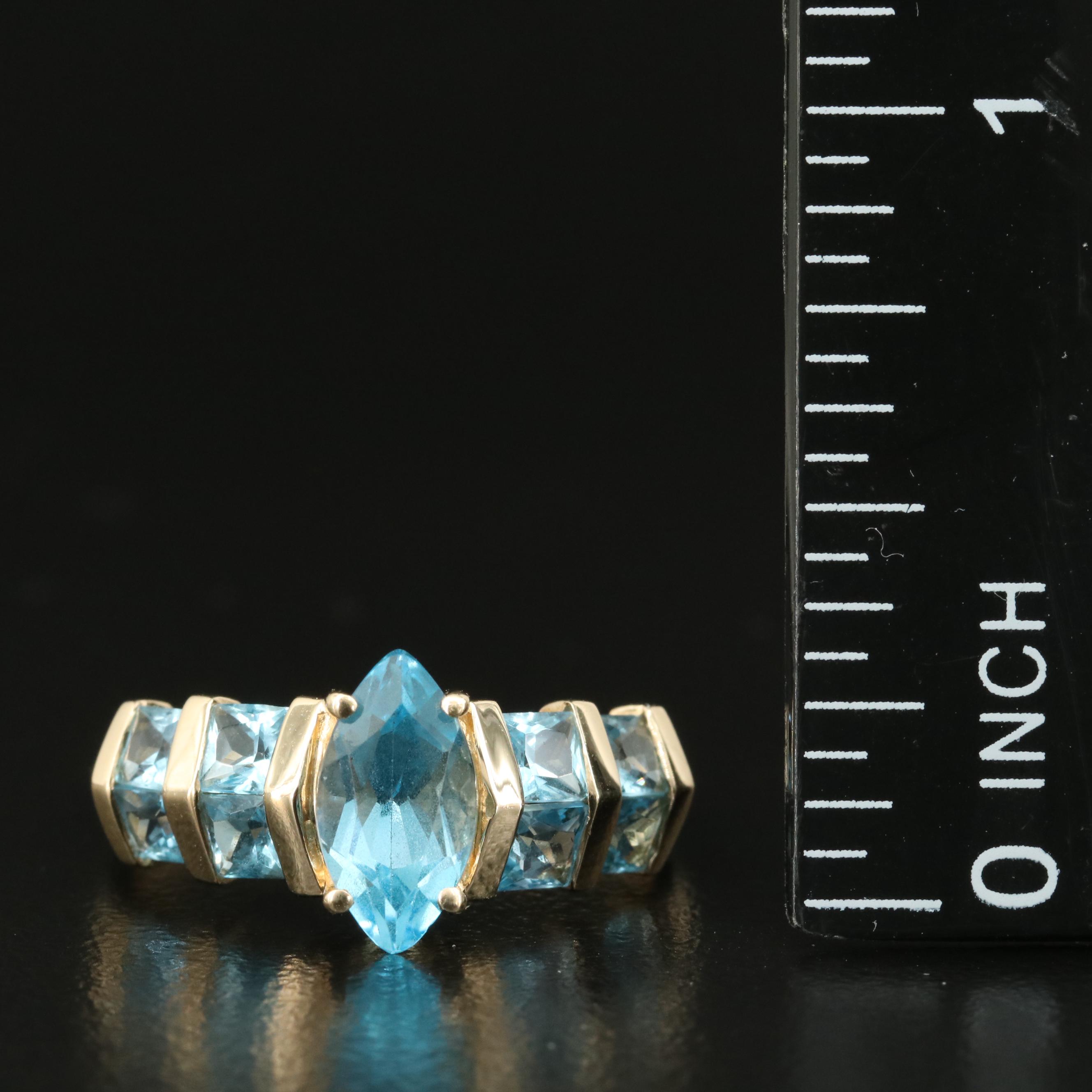 14K Sky Blue Topaz Ring