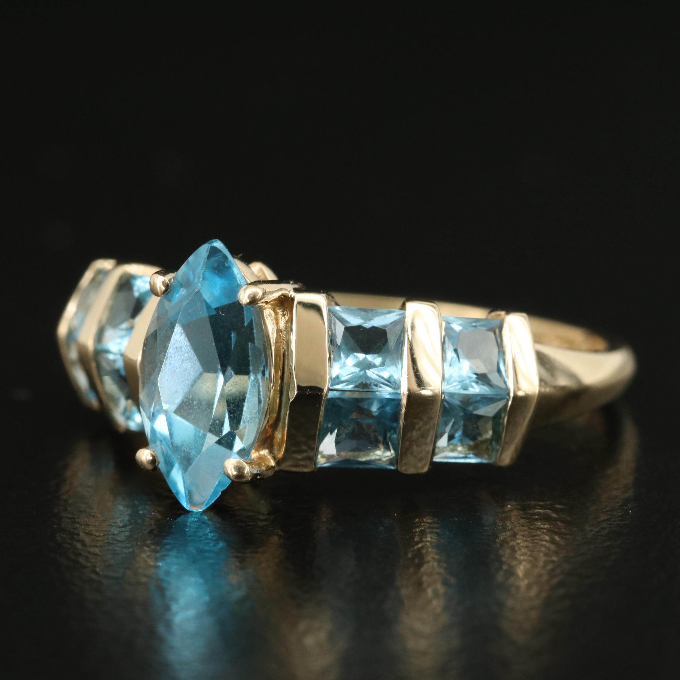 14K Sky Blue Topaz Ring