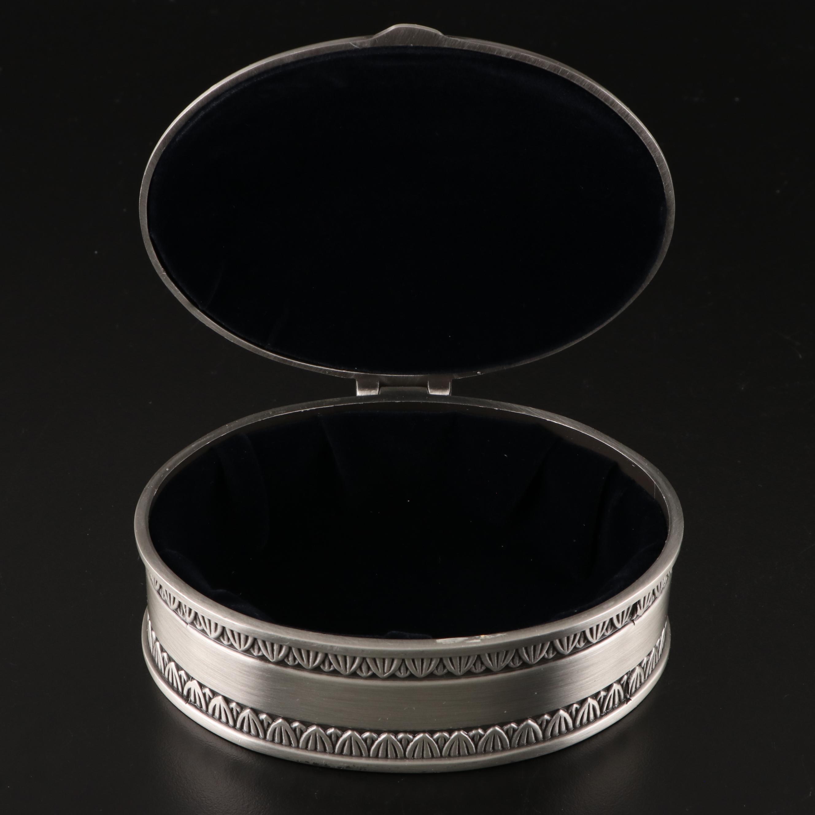 Oval Trinket Boxes with Neoclassical Border Accents