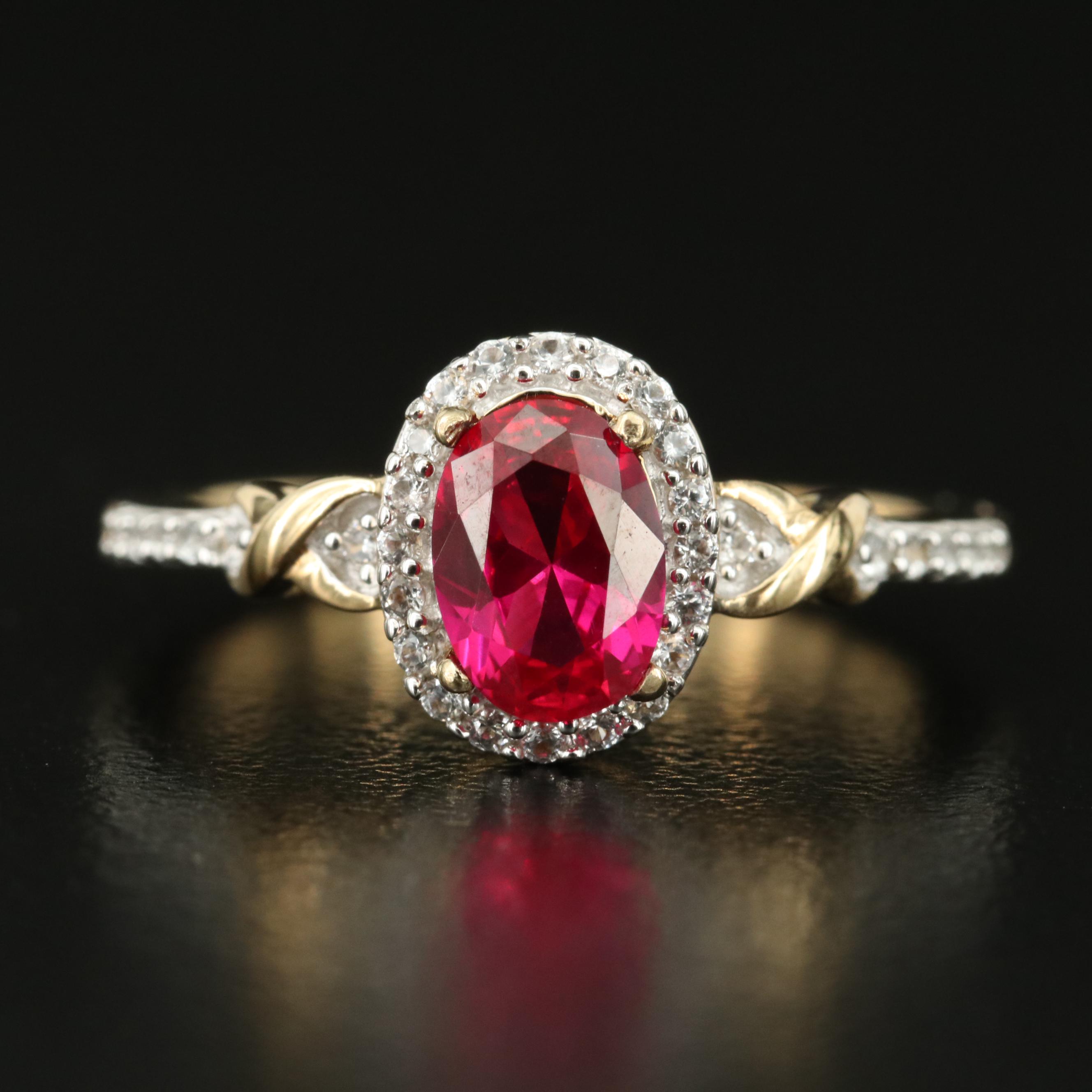 Sterling Ruby and White Sapphire Ring