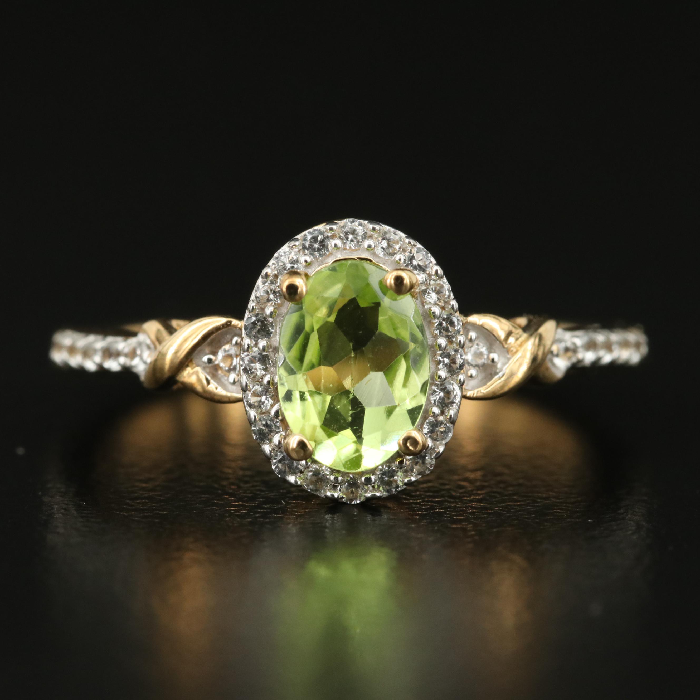 Sterling Peridot and White Sapphire Ring