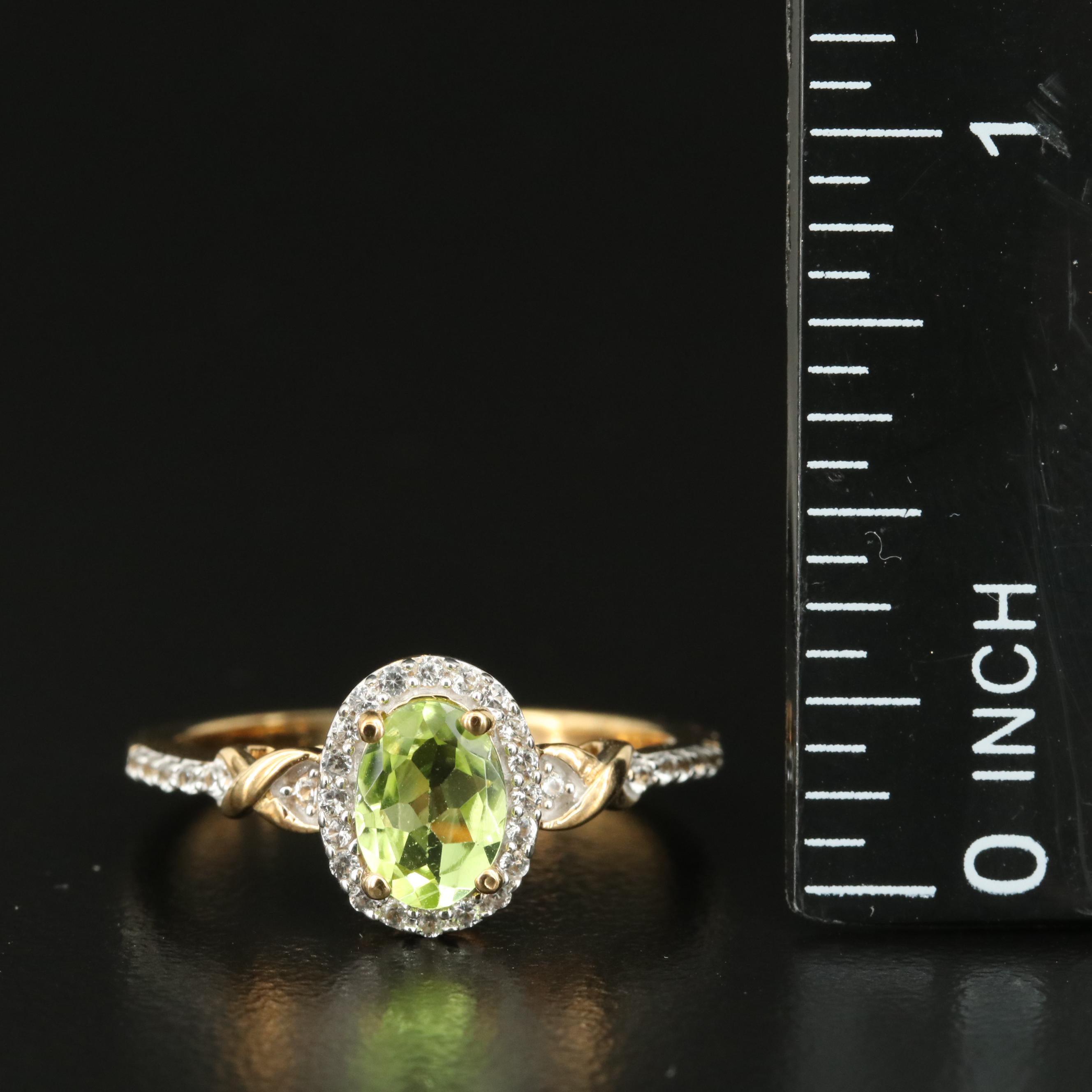 Sterling Peridot and White Sapphire Ring