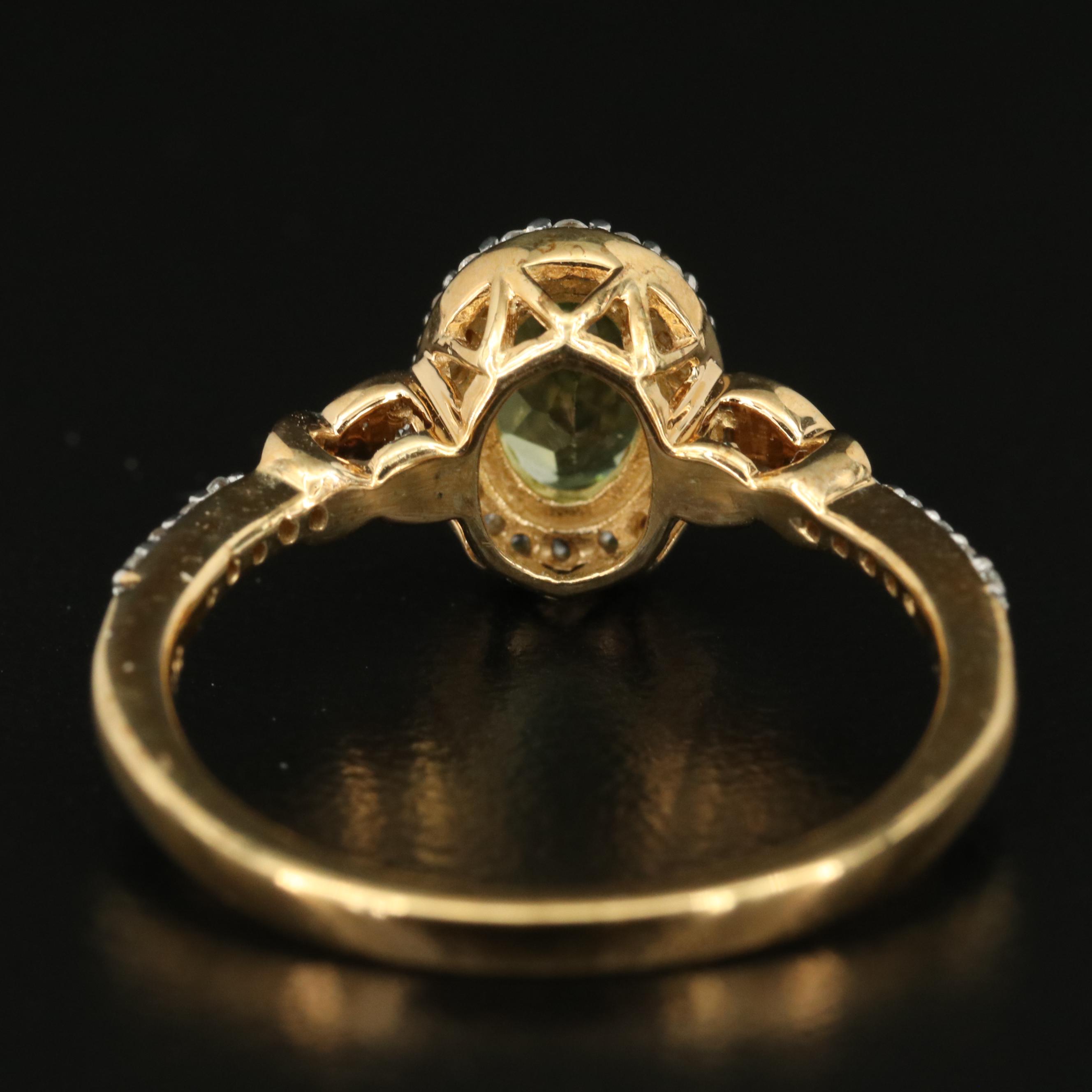 Sterling Peridot and White Sapphire Ring