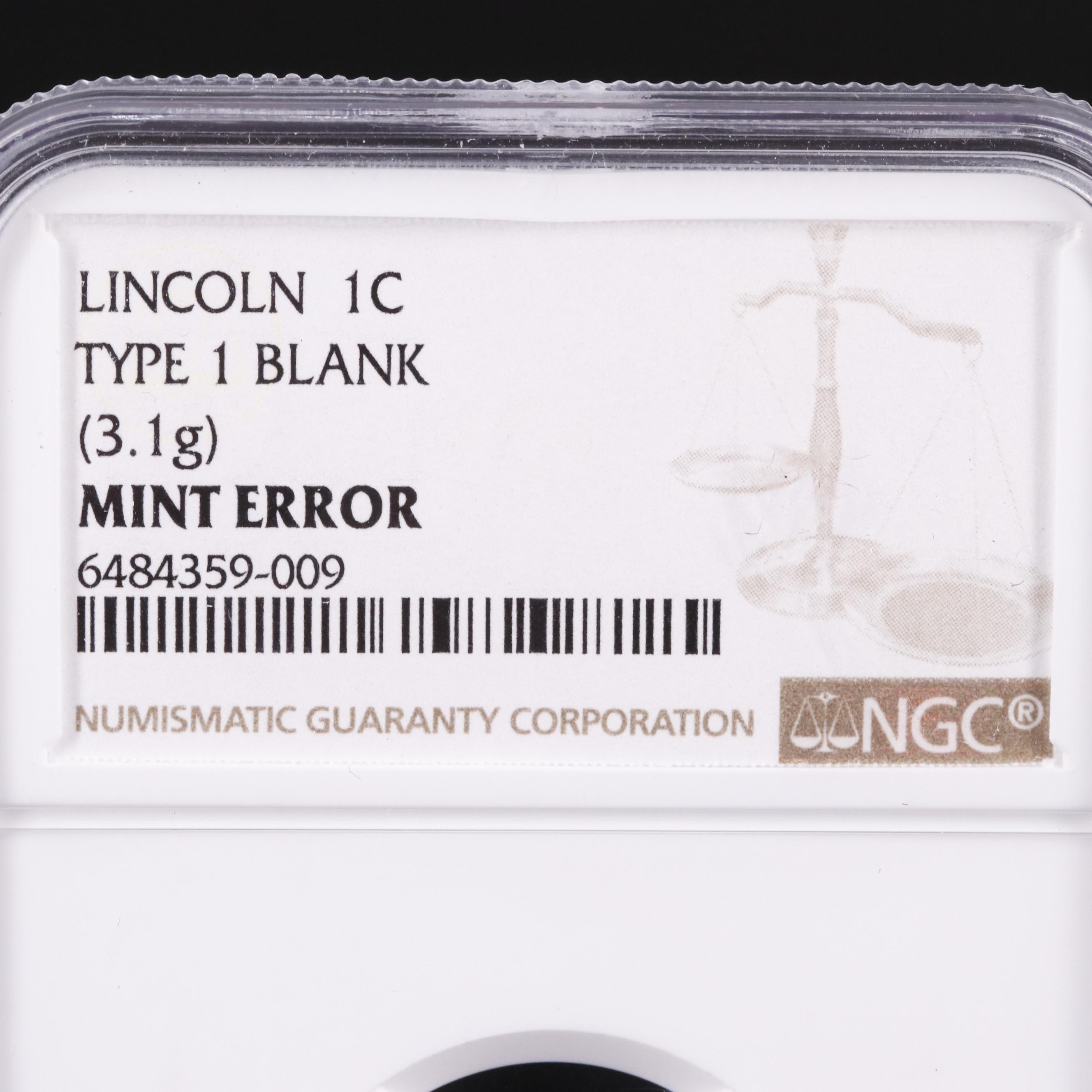 Lincoln Cent Blank Planchet Mint Error