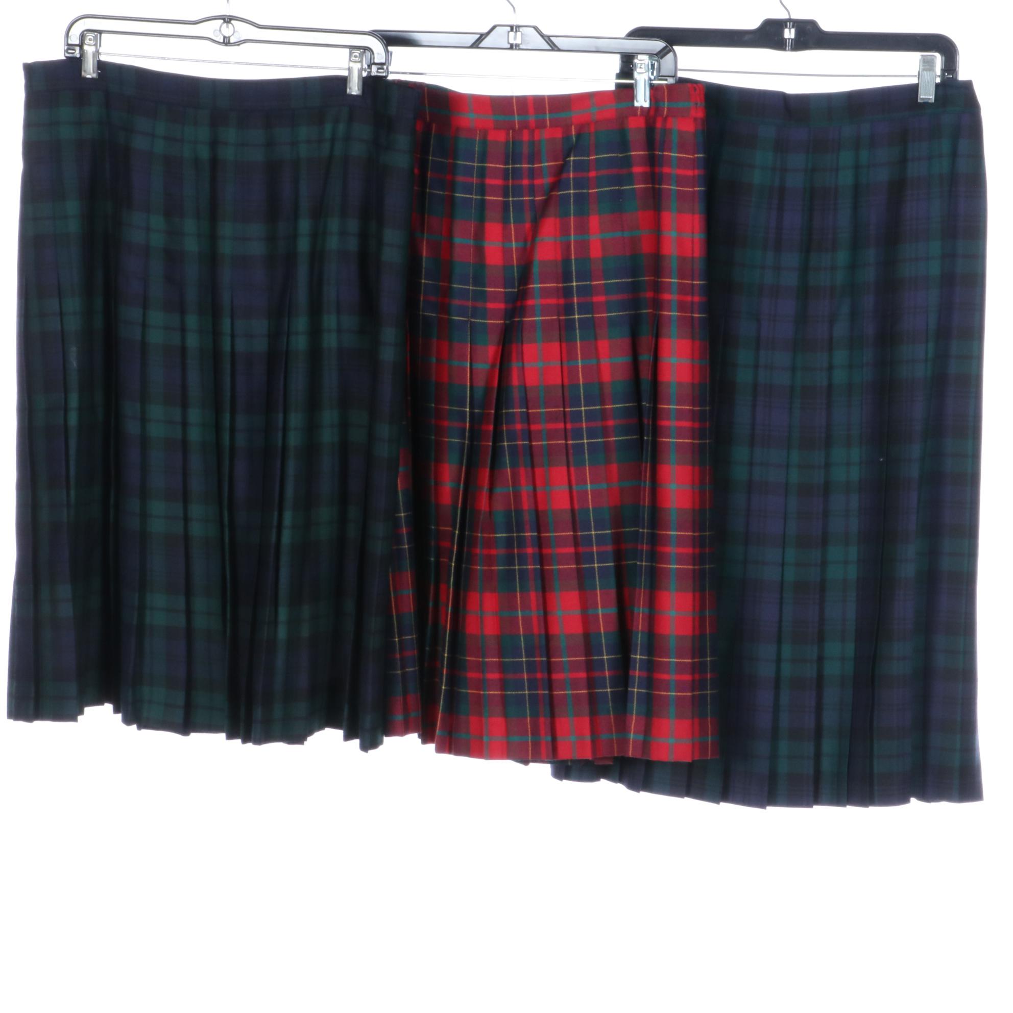 Pendleton Tartan and Solid Wool Skirts, O'Neil of Dublin Tartan Pleated Skirts