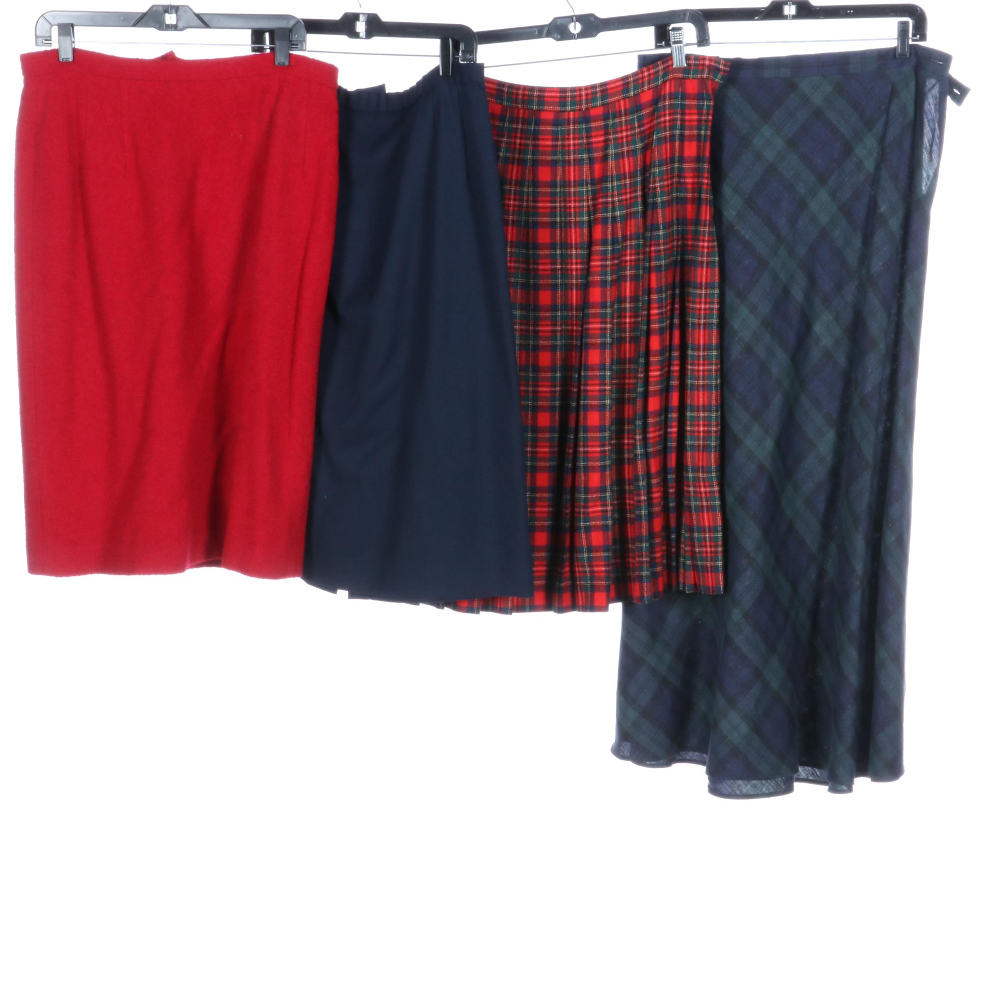 Pendleton Tartan and Solid Wool Skirts, O'Neil of Dublin Tartan Pleated Skirts