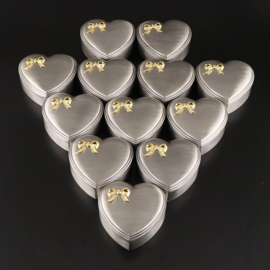 Heart-Shaped Silver Plate Jewelry Boxes