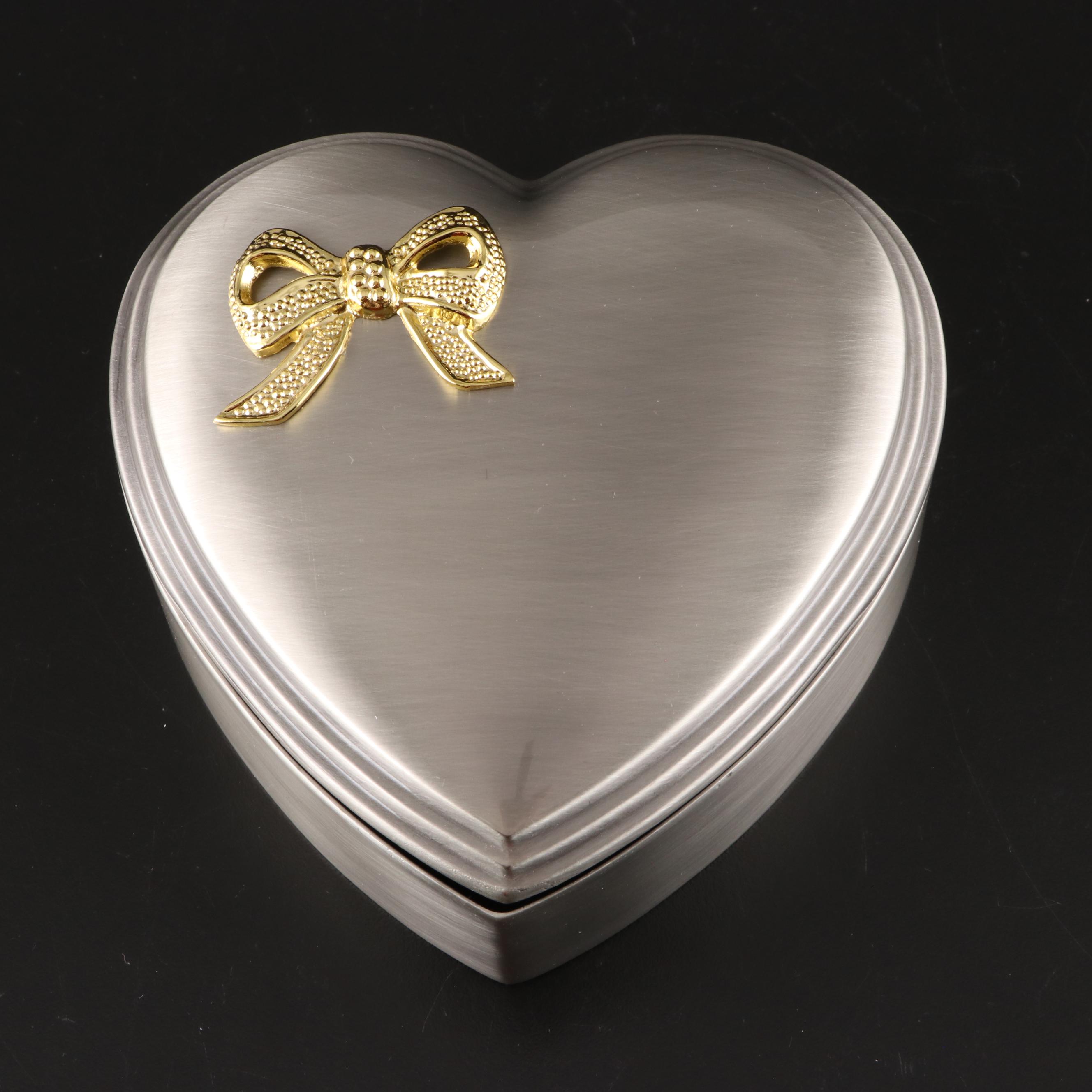 Heart-Shaped Silver Plate Jewelry Boxes