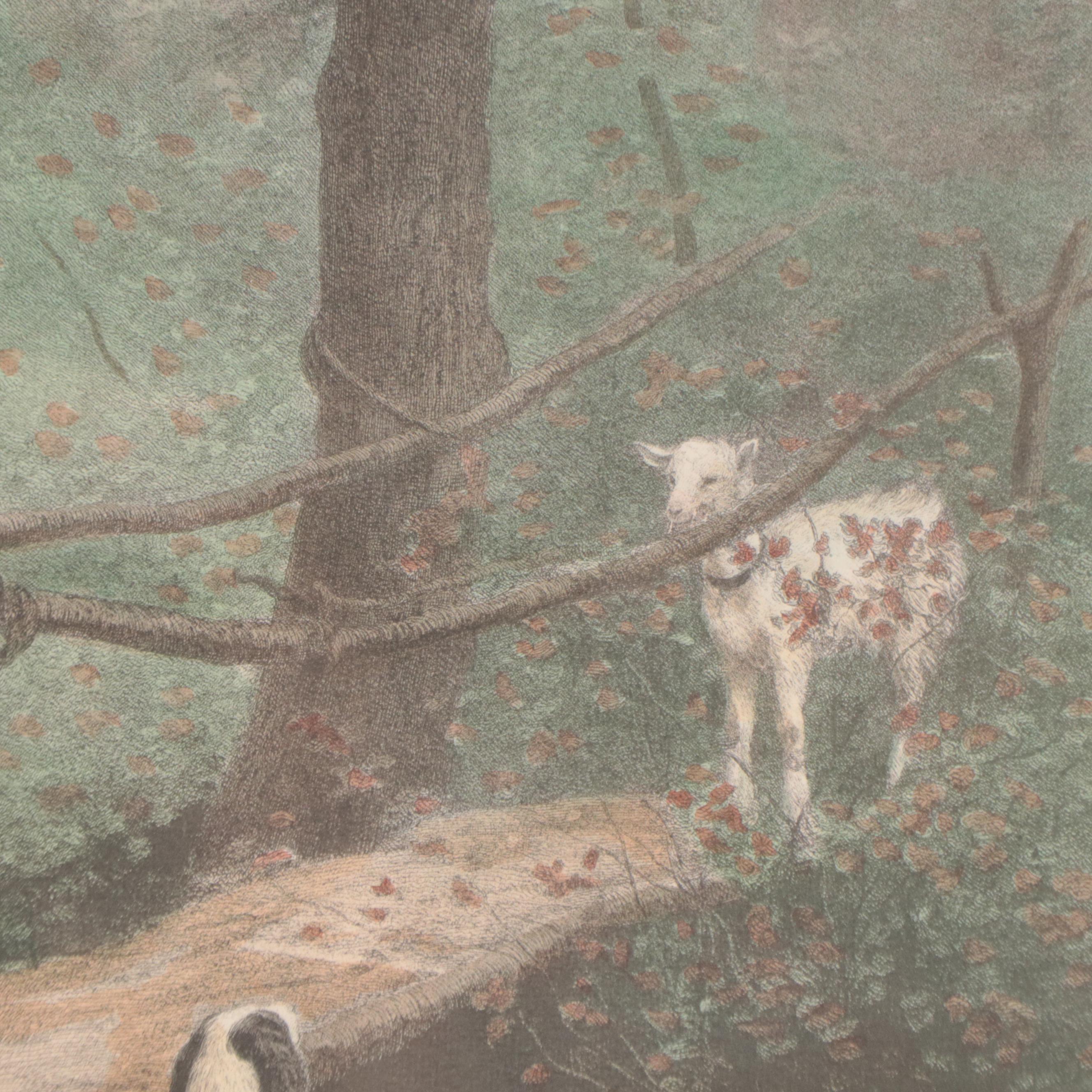 Hand-Colored Halftone After Edmond RuDaux "The Encounter"