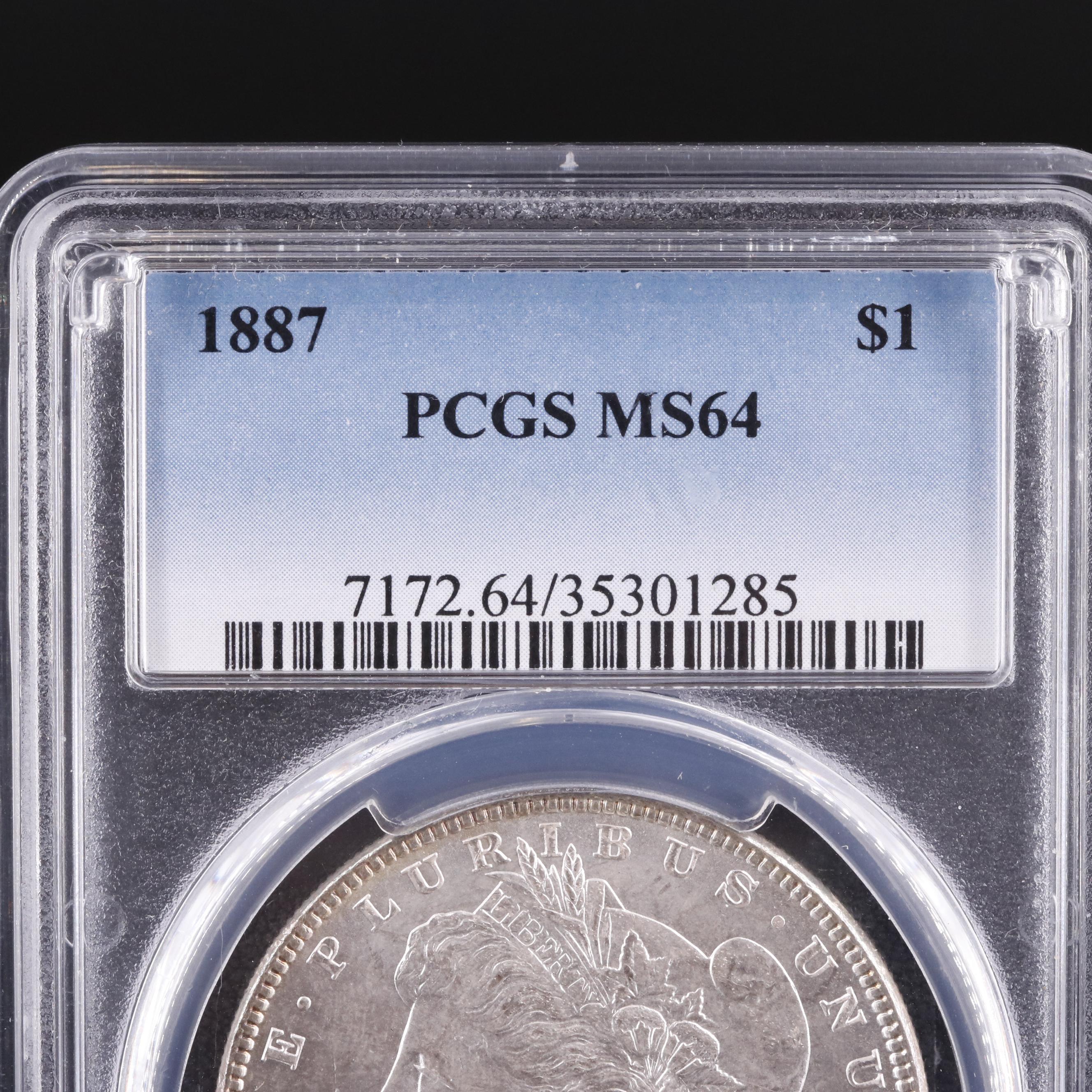 PCGS Graded MS64 1887 Morgan Silver Dollar