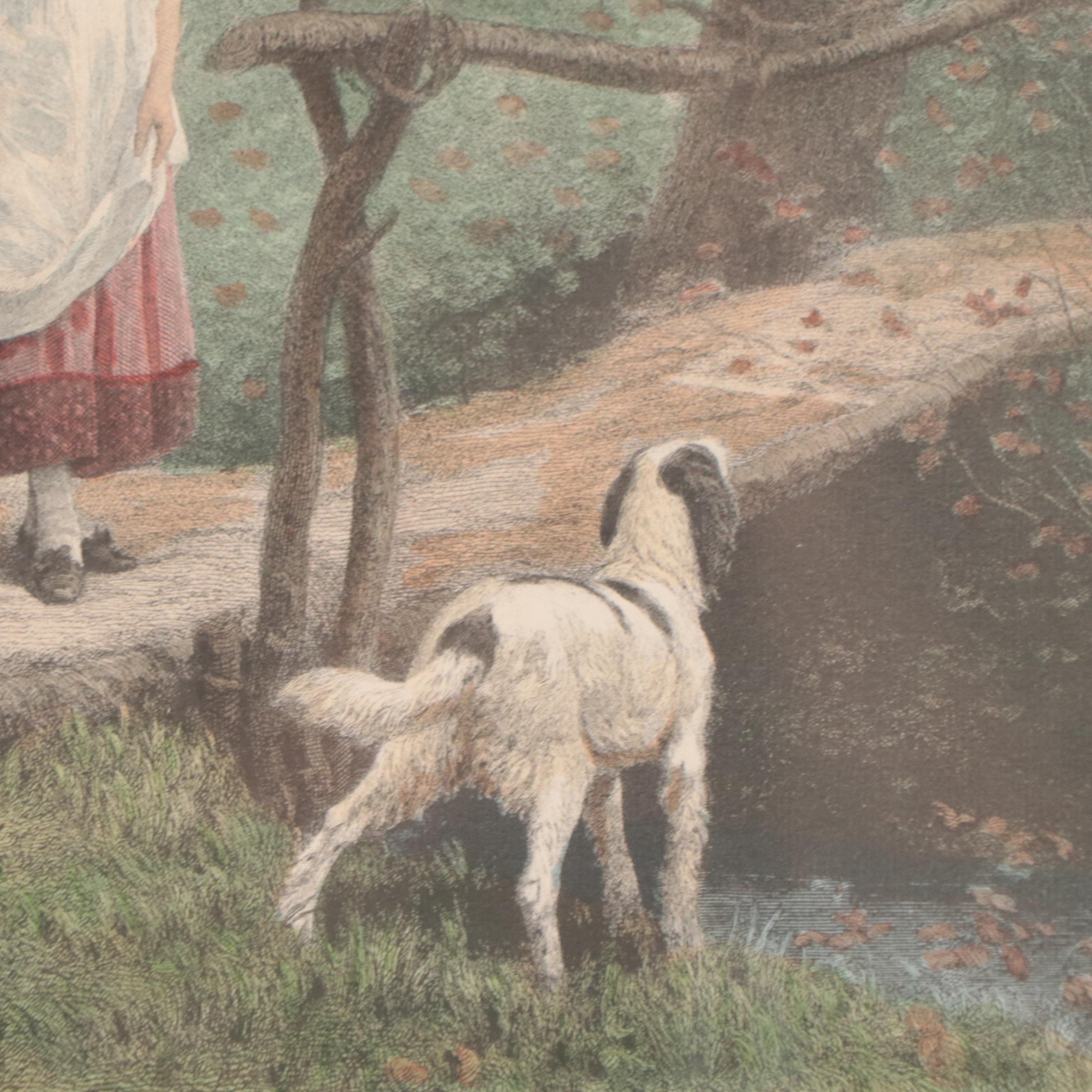 Hand-Colored Halftone After Edmond RuDaux "The Encounter"