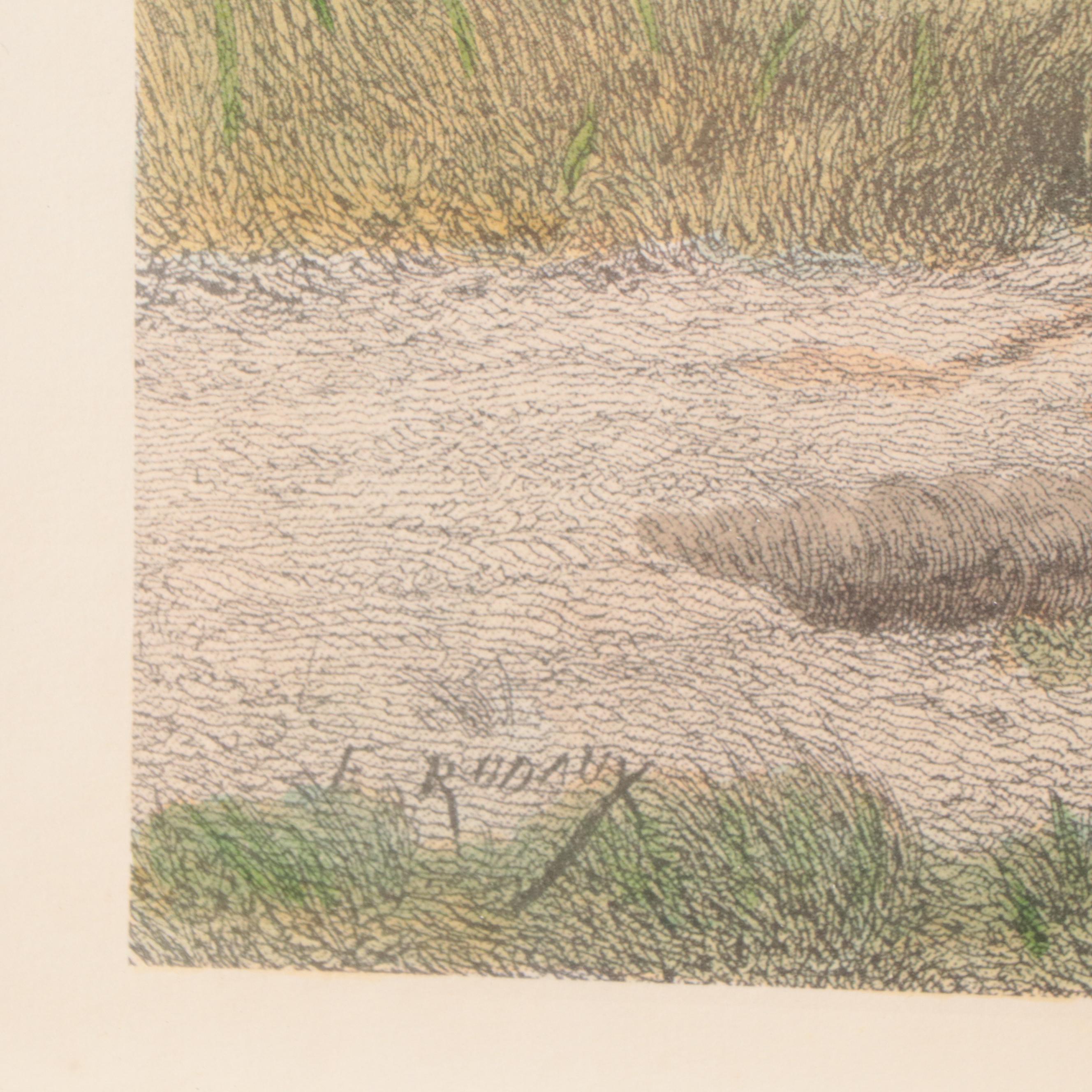 Hand-Colored Halftone After Edmond RuDaux "The Encounter"