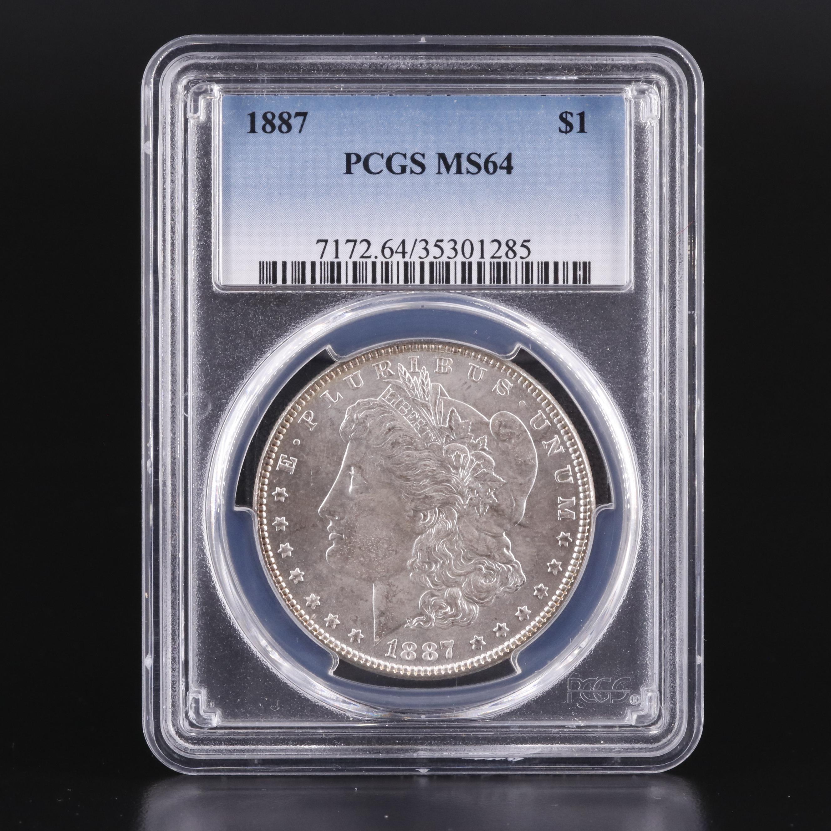 PCGS Graded MS64 1887 Morgan Silver Dollar
