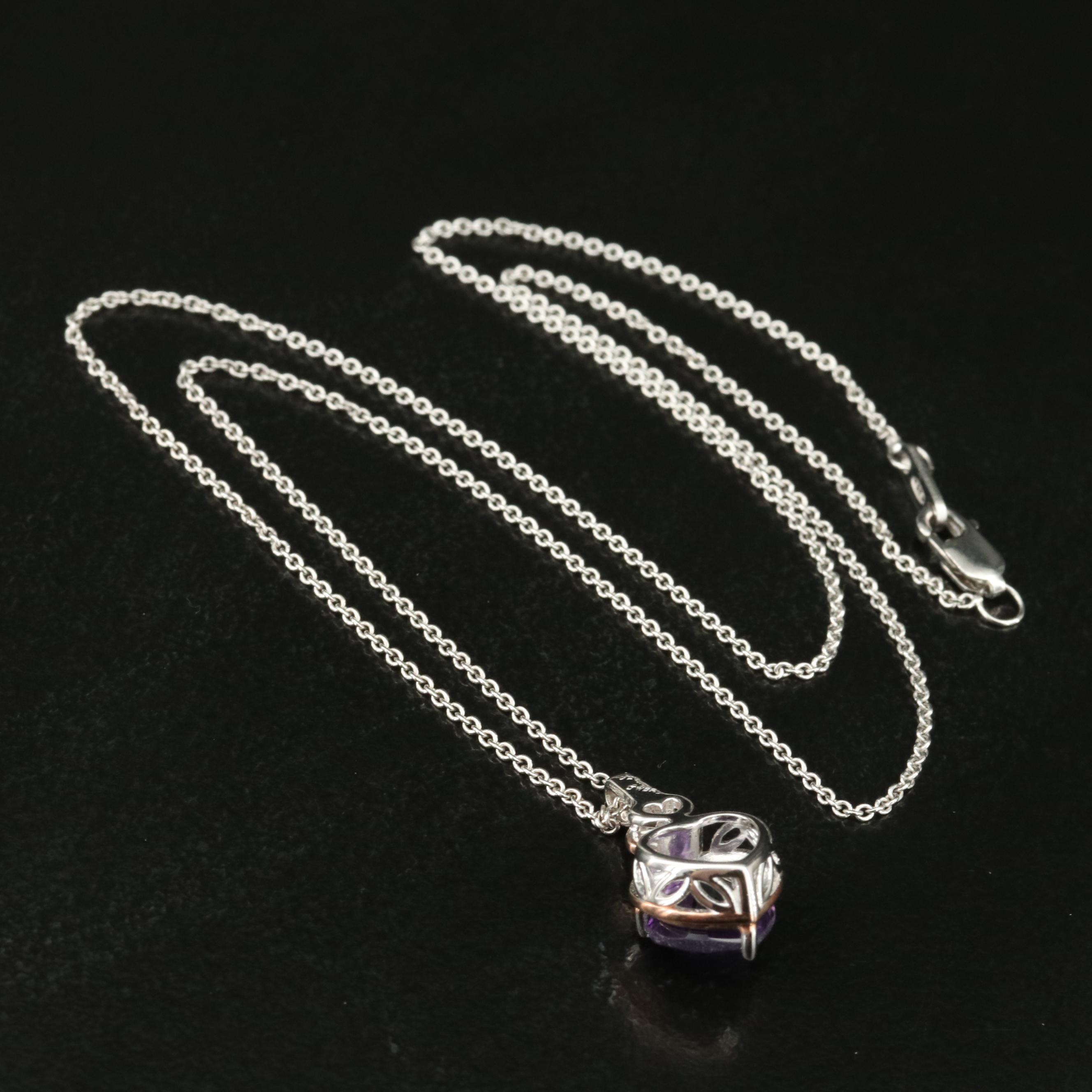Sterling Amethyst and White Sapphire Necklace