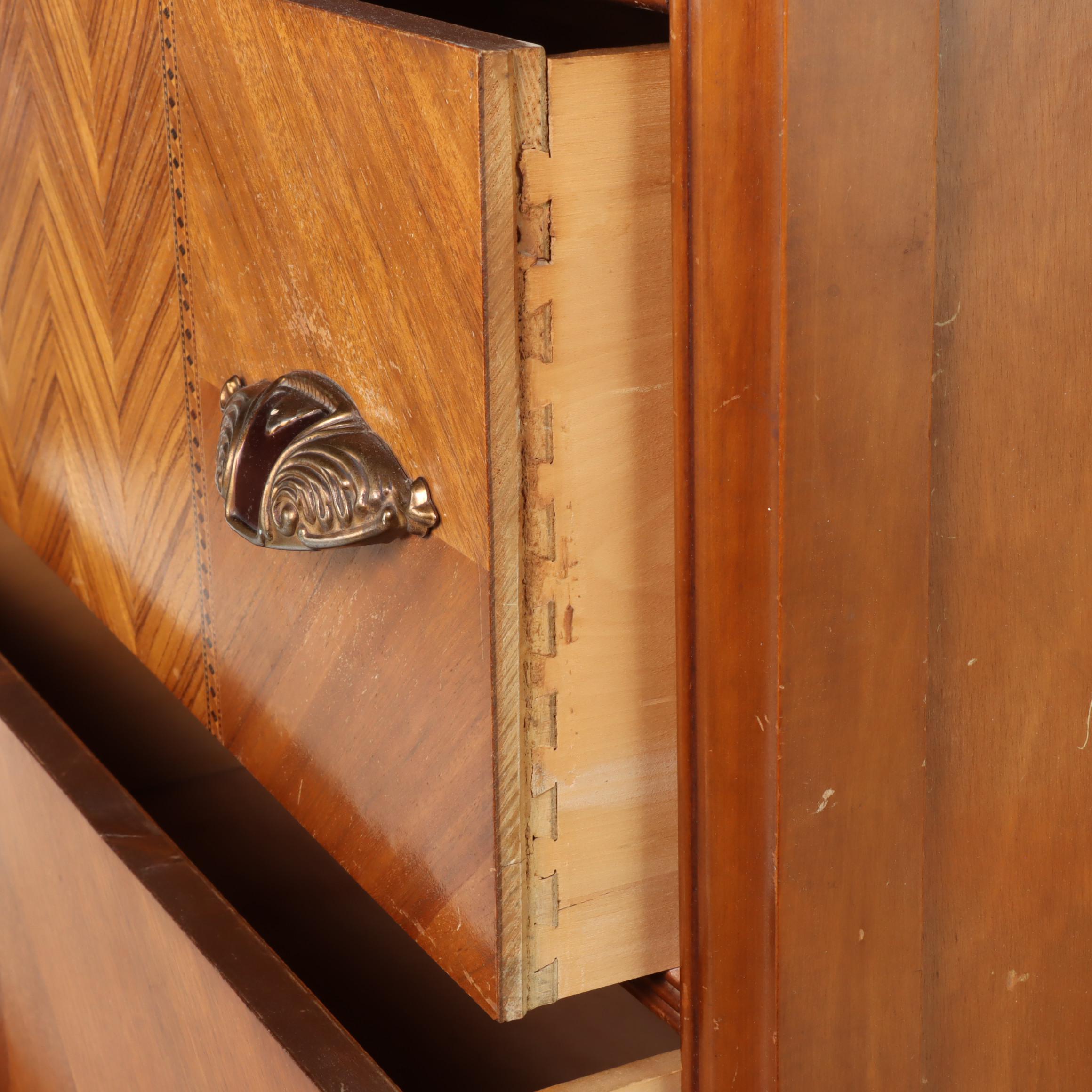 Art Deco Walnut Waterfall Veneer Chest of Drawers, 1930s