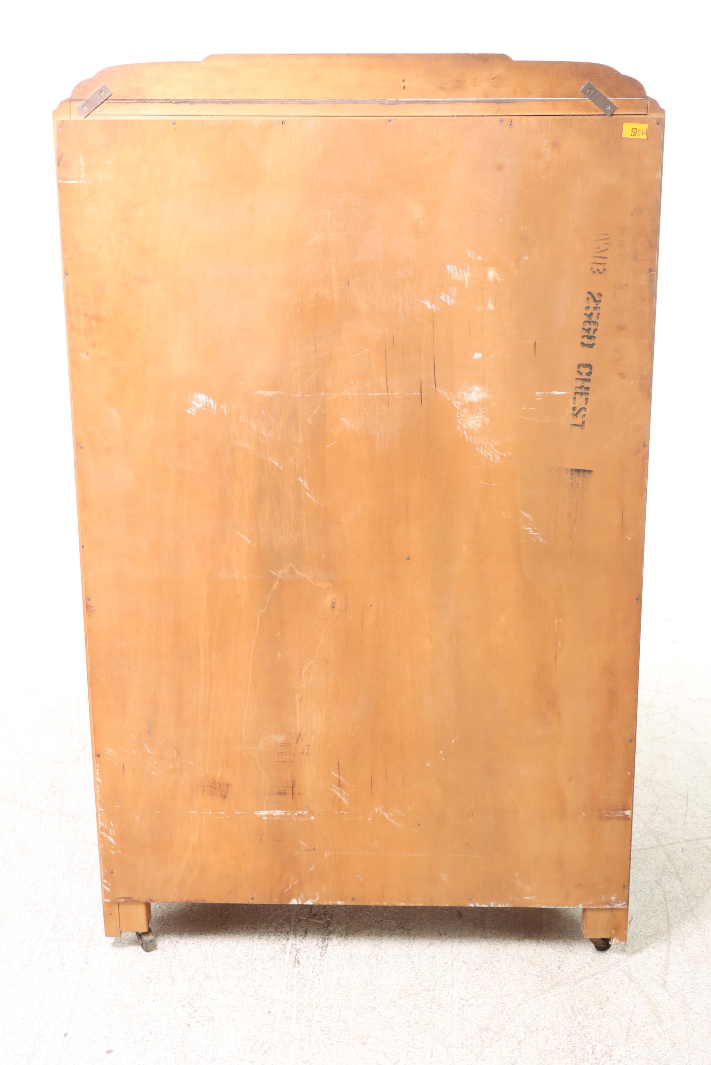 Art Deco Walnut Waterfall Veneer Chest of Drawers, 1930s