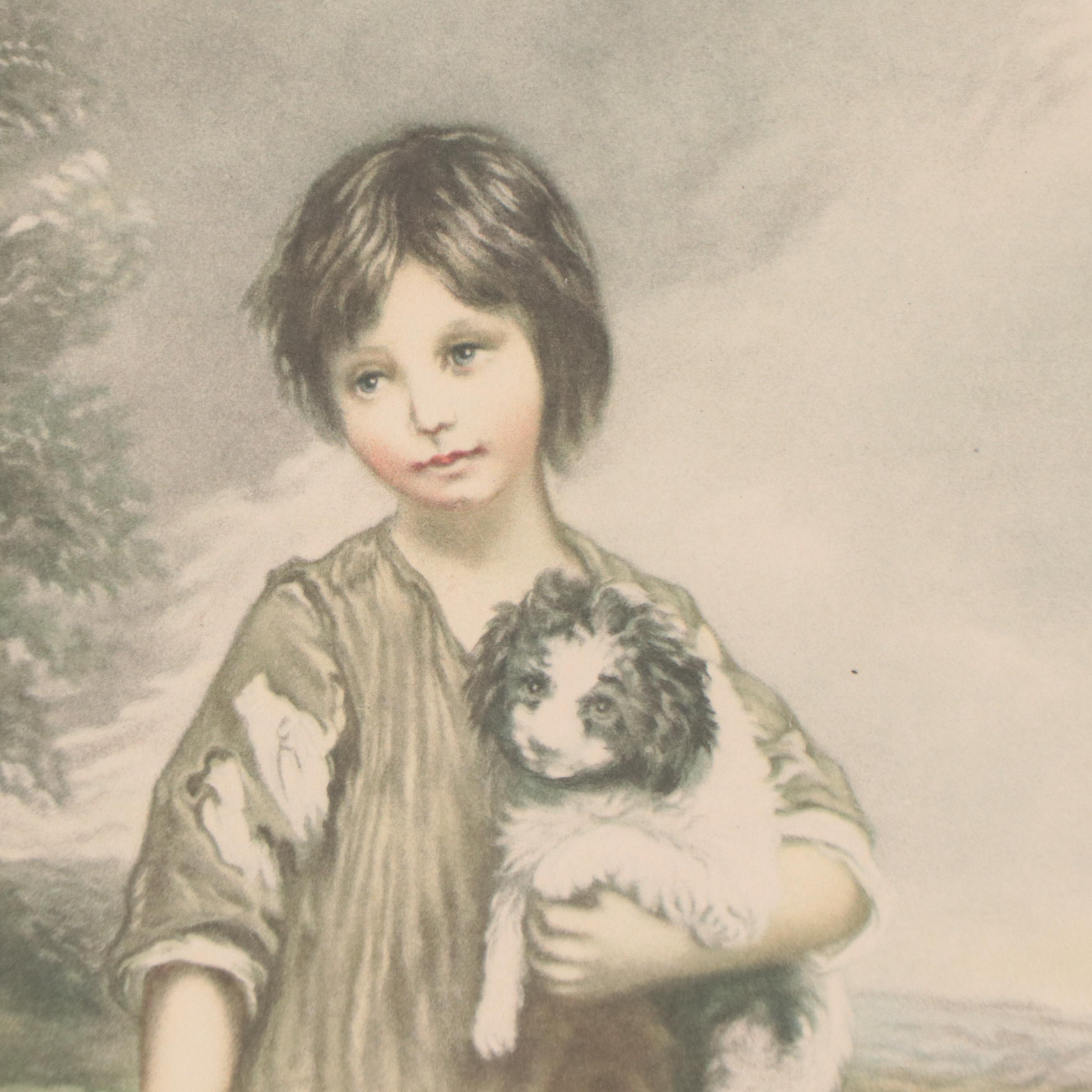 Stipple Engraving After Thomas Gainsborough "The Young Cottager," Circa 1929