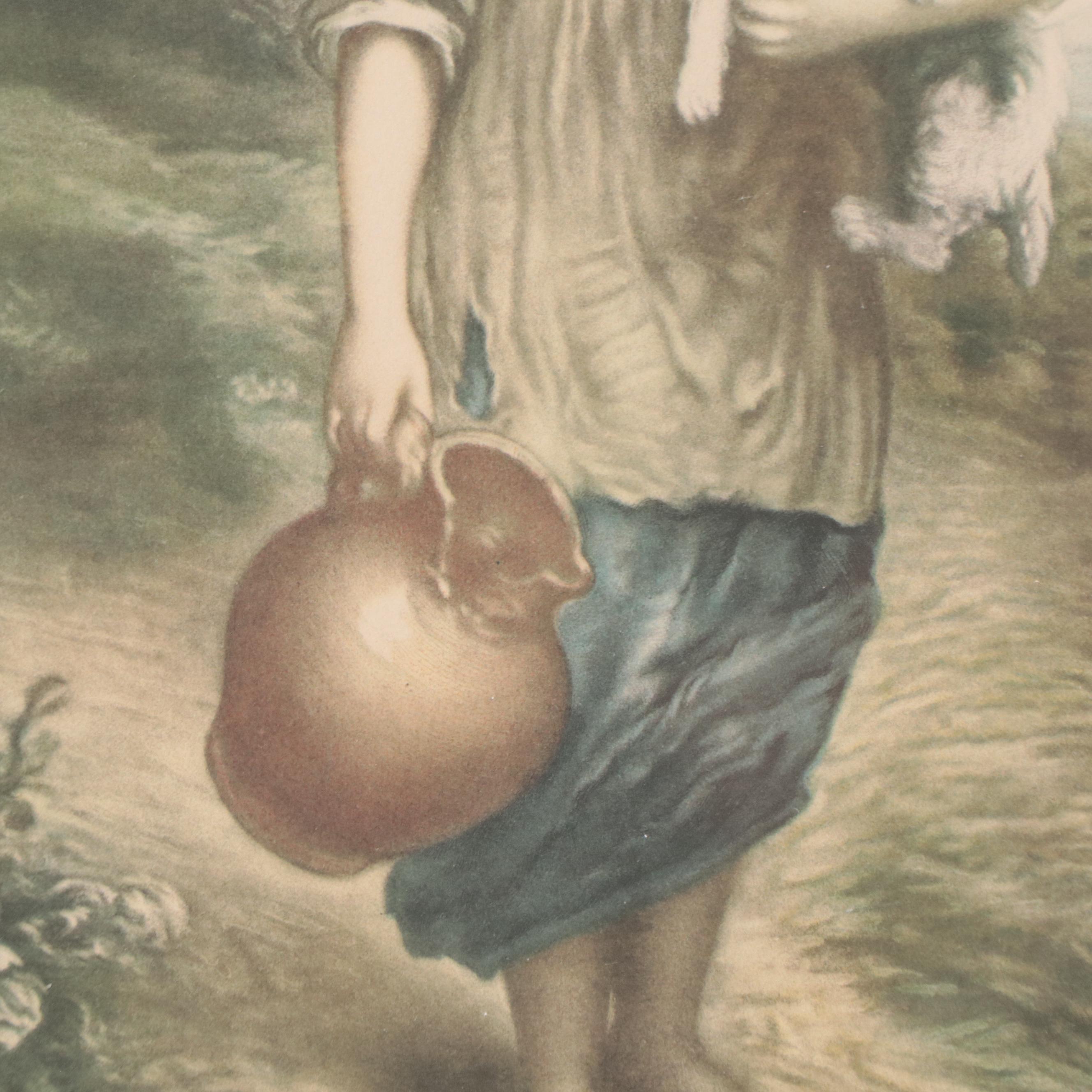 Stipple Engraving After Thomas Gainsborough "The Young Cottager," Circa 1929