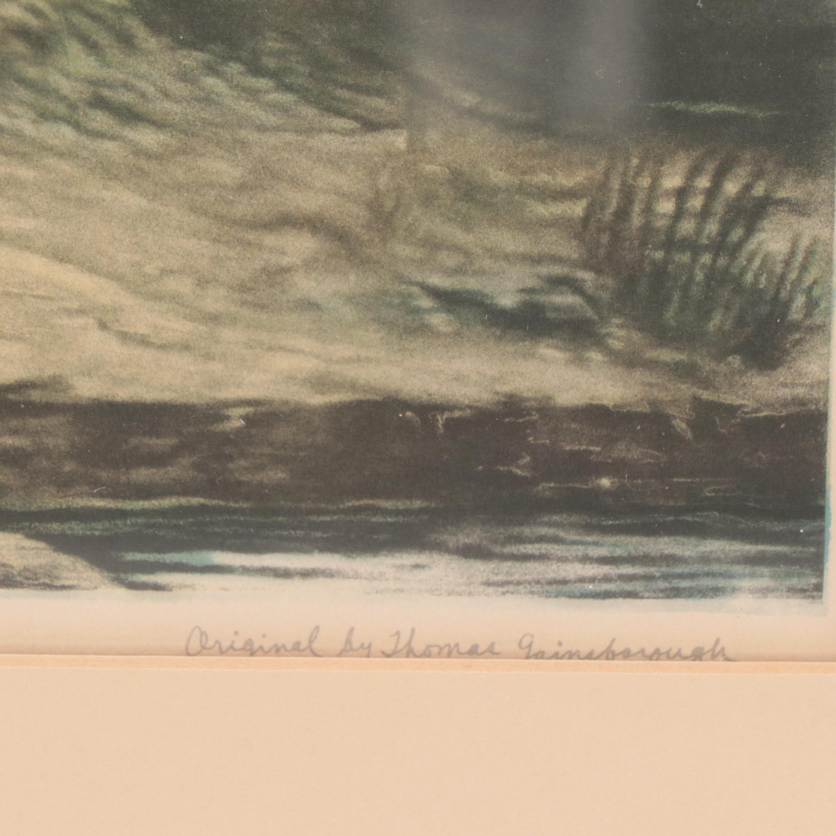 Stipple Engraving After Thomas Gainsborough "The Young Cottager," Circa 1929