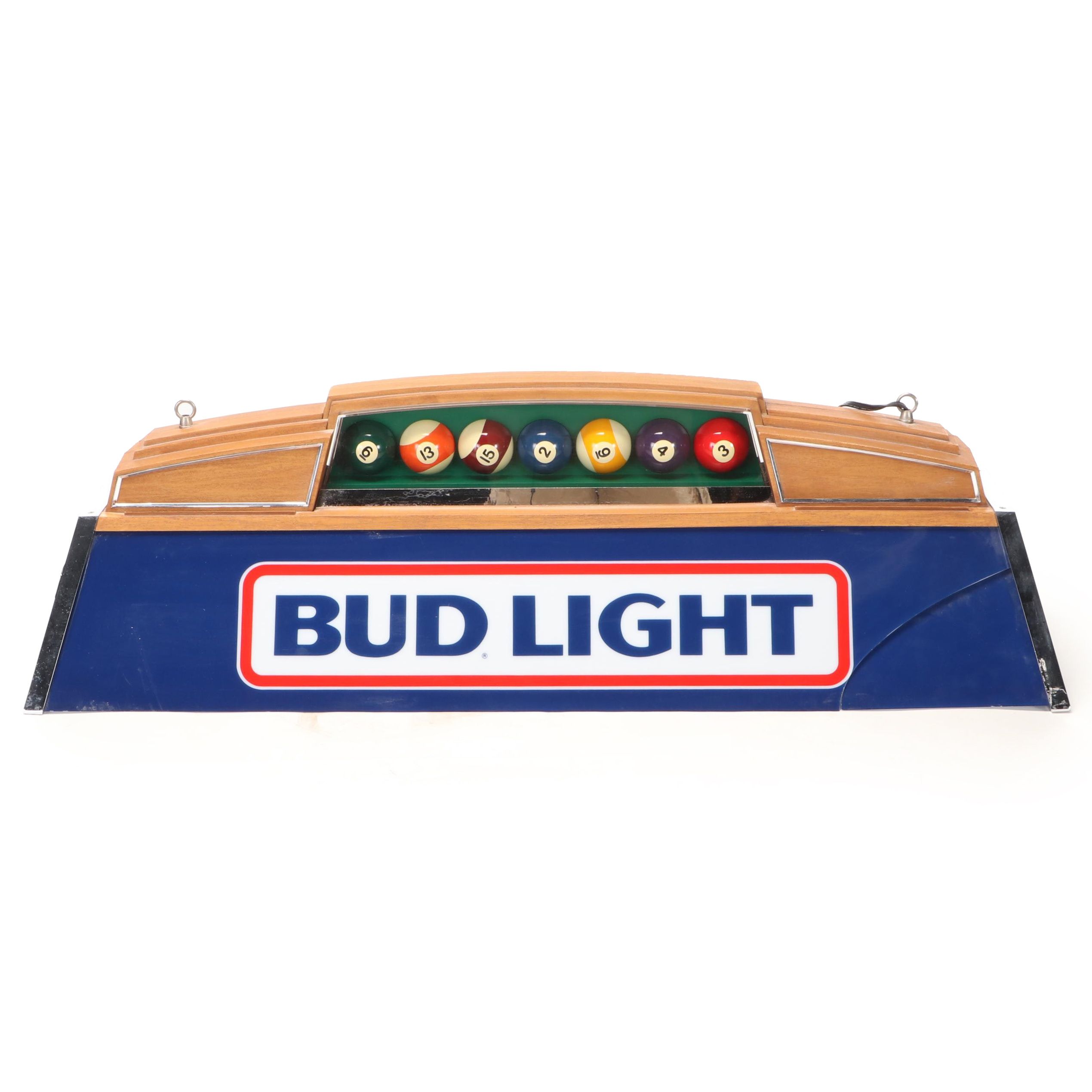 Anheuser-Busch Bud Light Pool Balls Bar Light Pendant, Late 20th C.