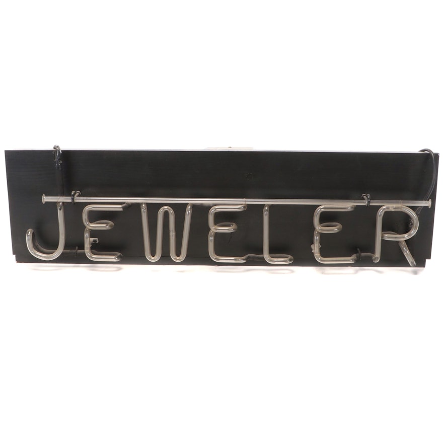 Neon Storefront "Jeweler" Hanging Sign, Mid to Late 20th Century