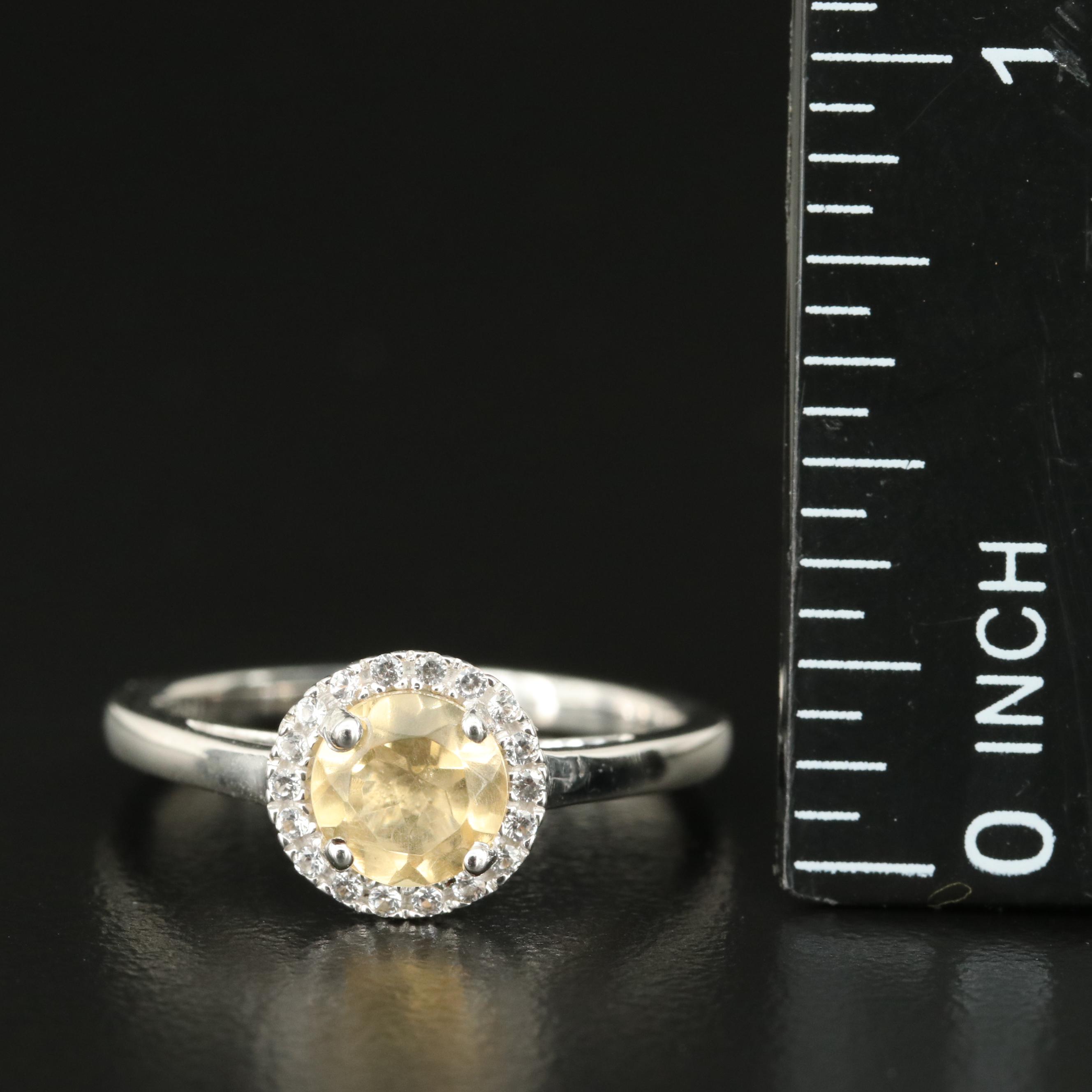 Sterling Citrine and White Sapphire Ring