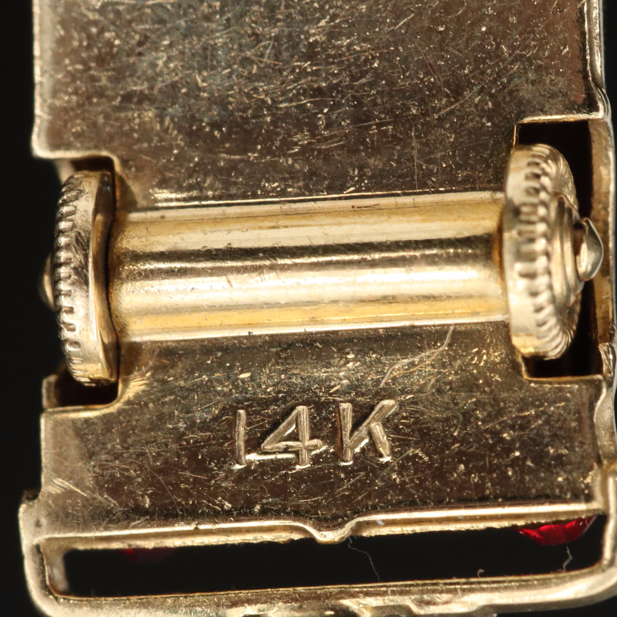 Vintage 14K Rhinestone and Enamel Convertible Sports Car Charm