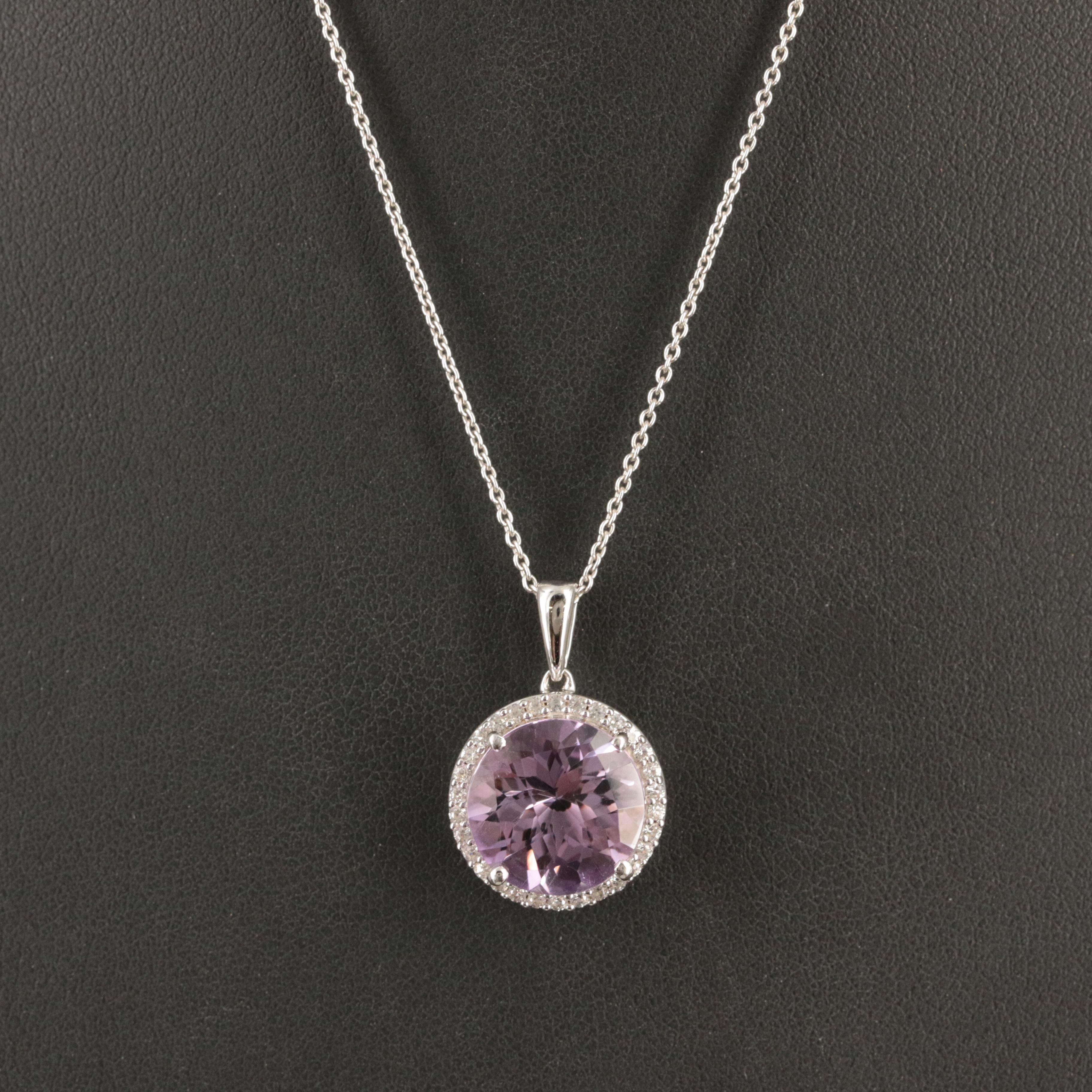 Sterling Amethyst and White Sapphire Pendant Necklace